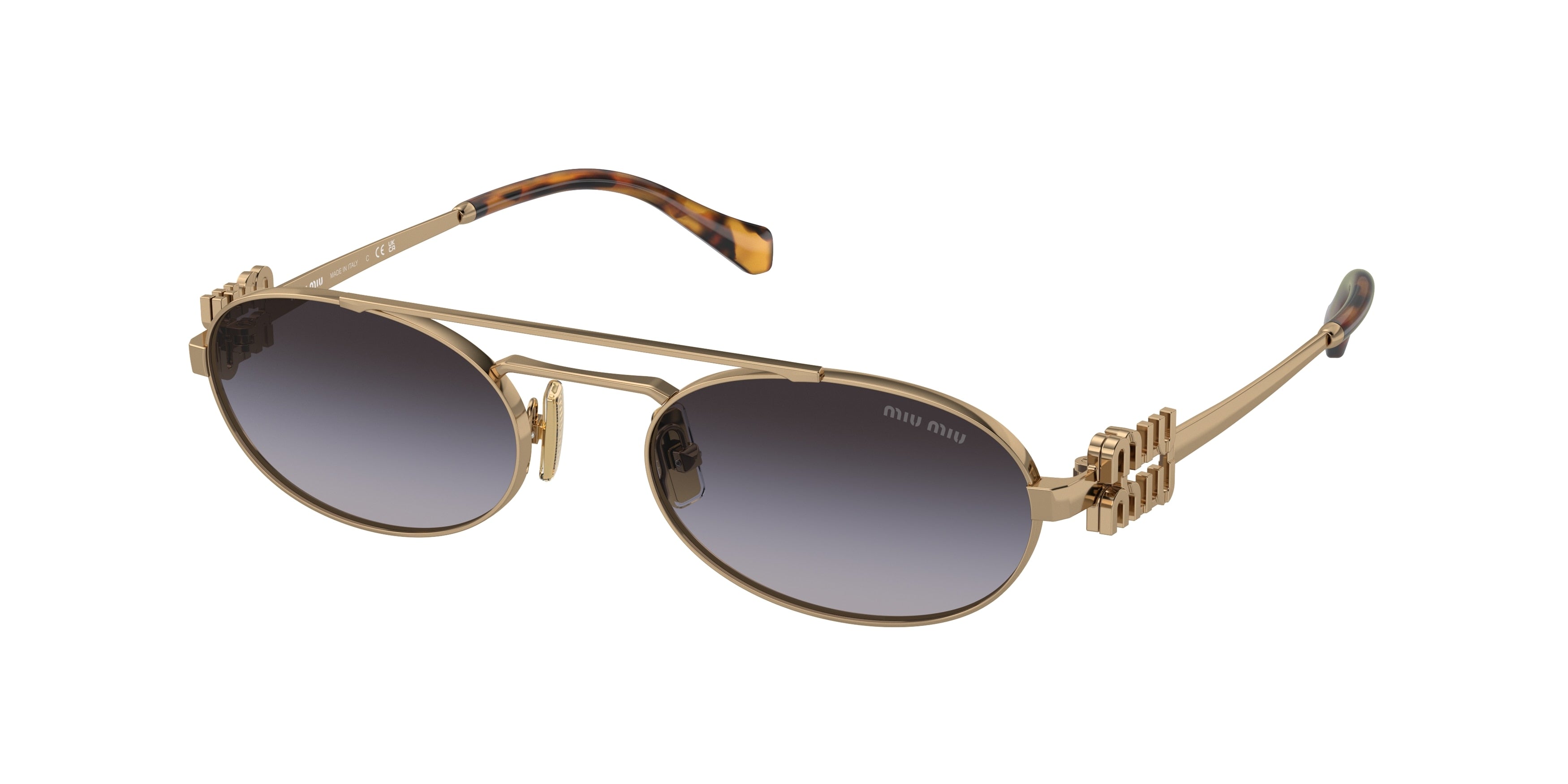 Miu Miu MU54ZS Oval Sunglasses 7OE5D1-Antique Gold 53-140-19 - Color Map Gold