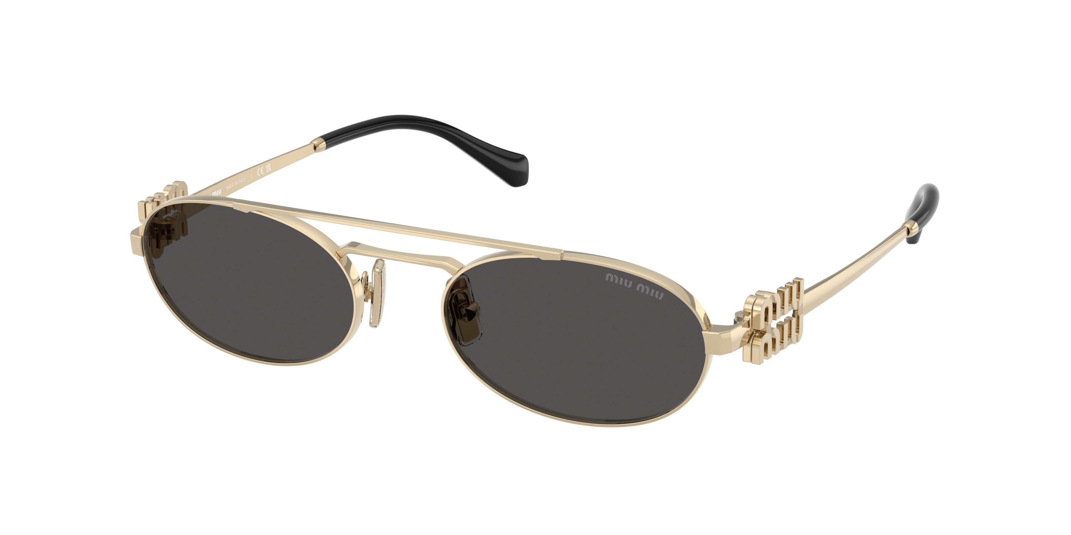 Miu Miu MU54ZS Oval Sunglasses ZVN08Z-Pale Gold 53-140-19 - Color Map Gold