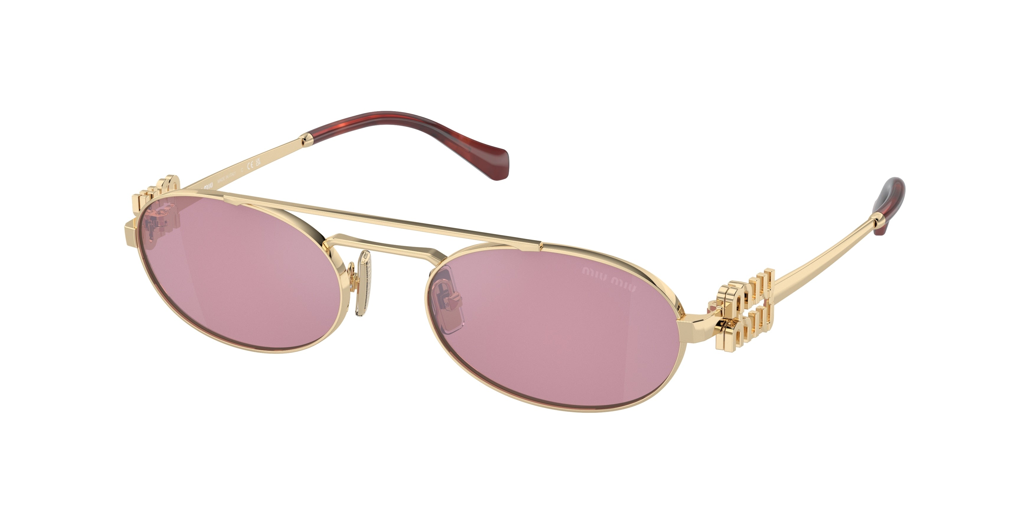 Miu Miu MU54ZS Oval Sunglasses ZVN50D-Pale Gold 53-140-19 - Color Map Gold