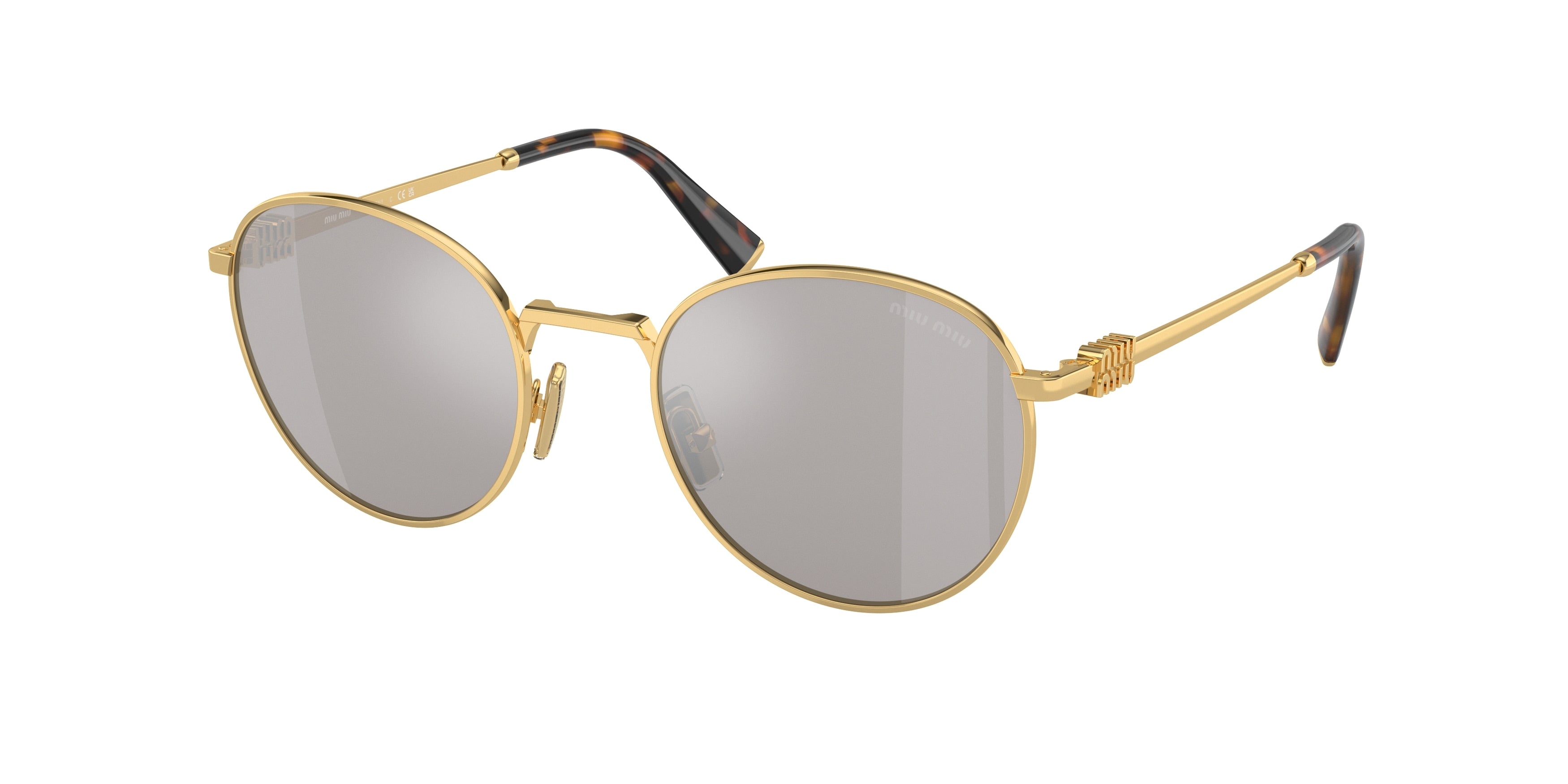 Miu Miu MU55ZS Round Sunglasses  5AK07F-Gold 50-140-20 - Color Map Gold