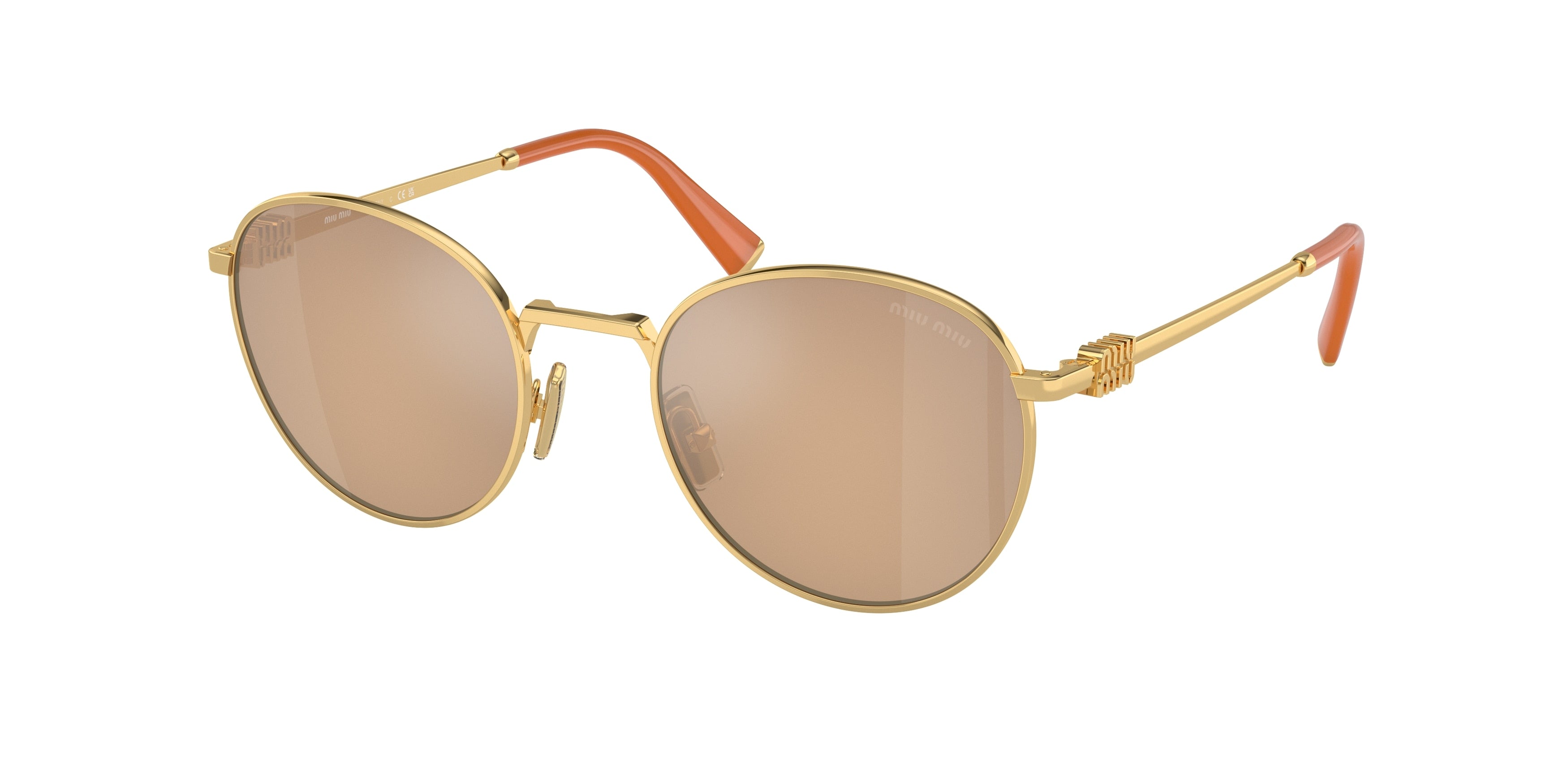Miu Miu MU55ZS Round Sunglasses 5AK40D-Gold 50-140-20 - Color Map Gold