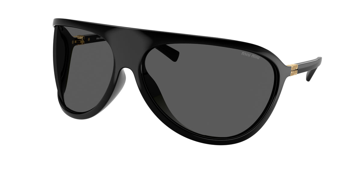 Miu Miu MUA01S Irregular Sunglasses 1AB5S0-Black 75-110-16 - Color Map Black