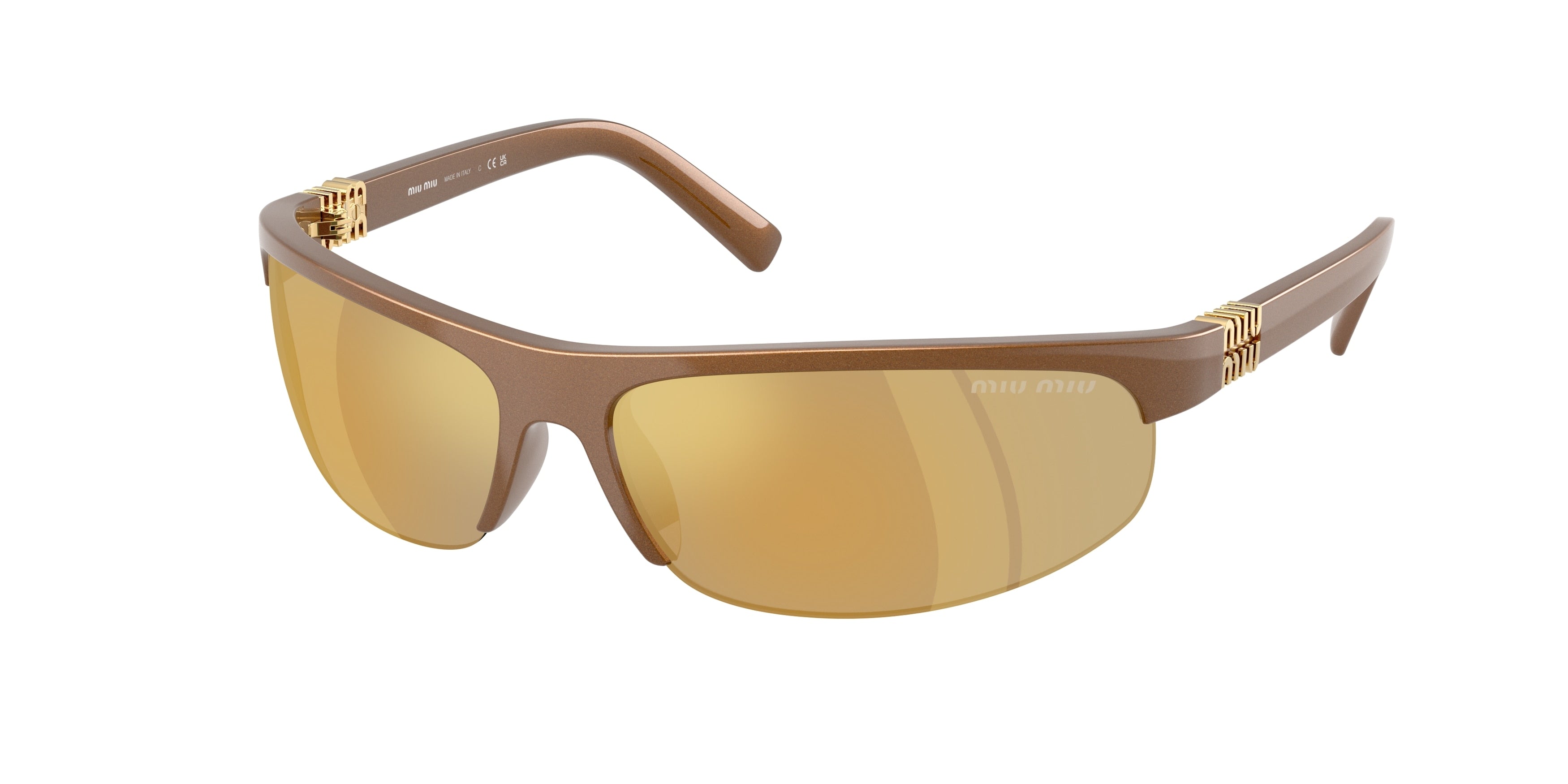Miu Miu MUA02SF Oval Sunglasses 16Y8G1-Rust Metal 68-135-15 - Color Map Brown