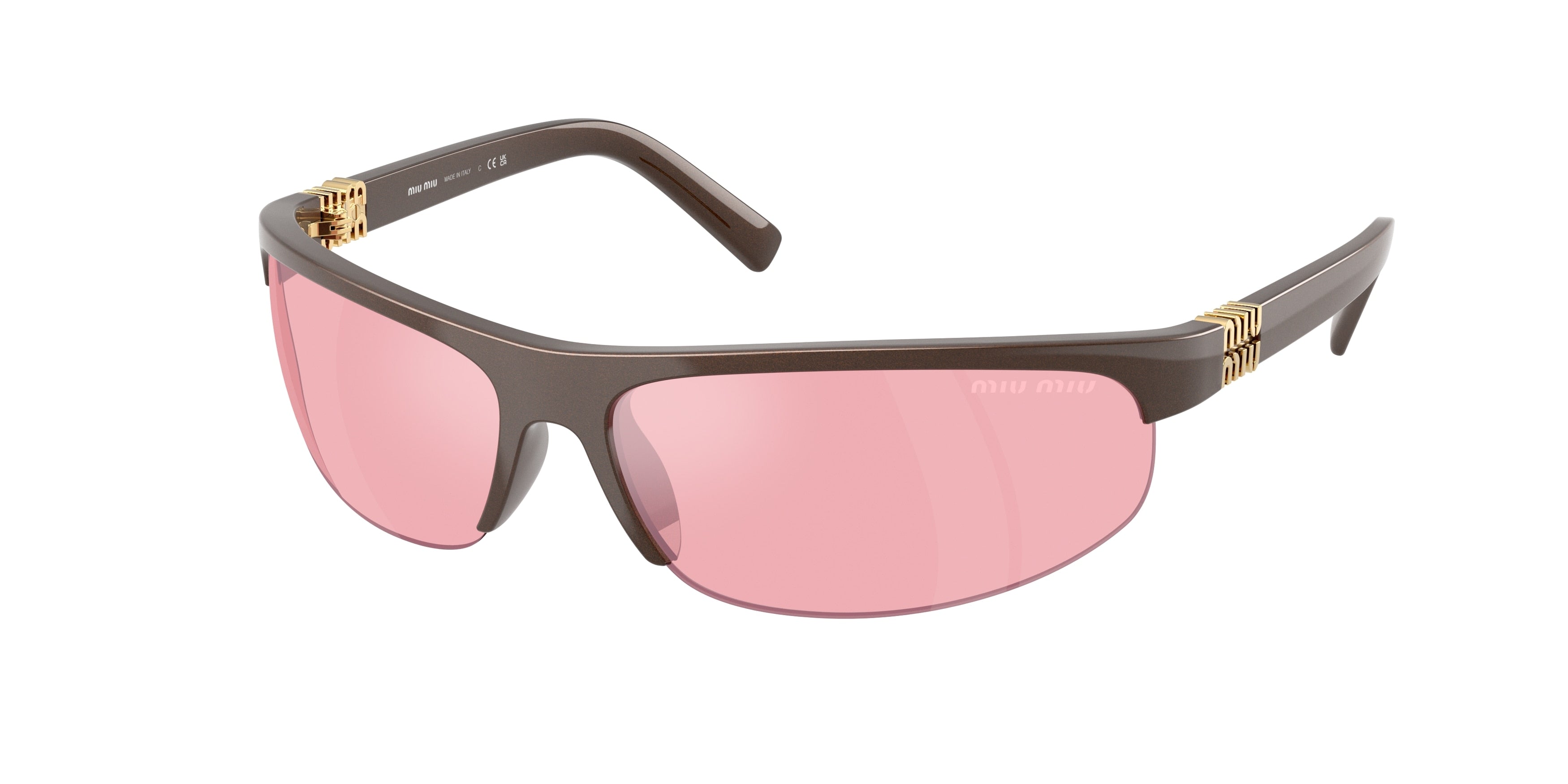 Miu Miu MUA02S Oval Sunglasses 14Y70J-Cocoa Metal 70-120-14 - Color Map Brown