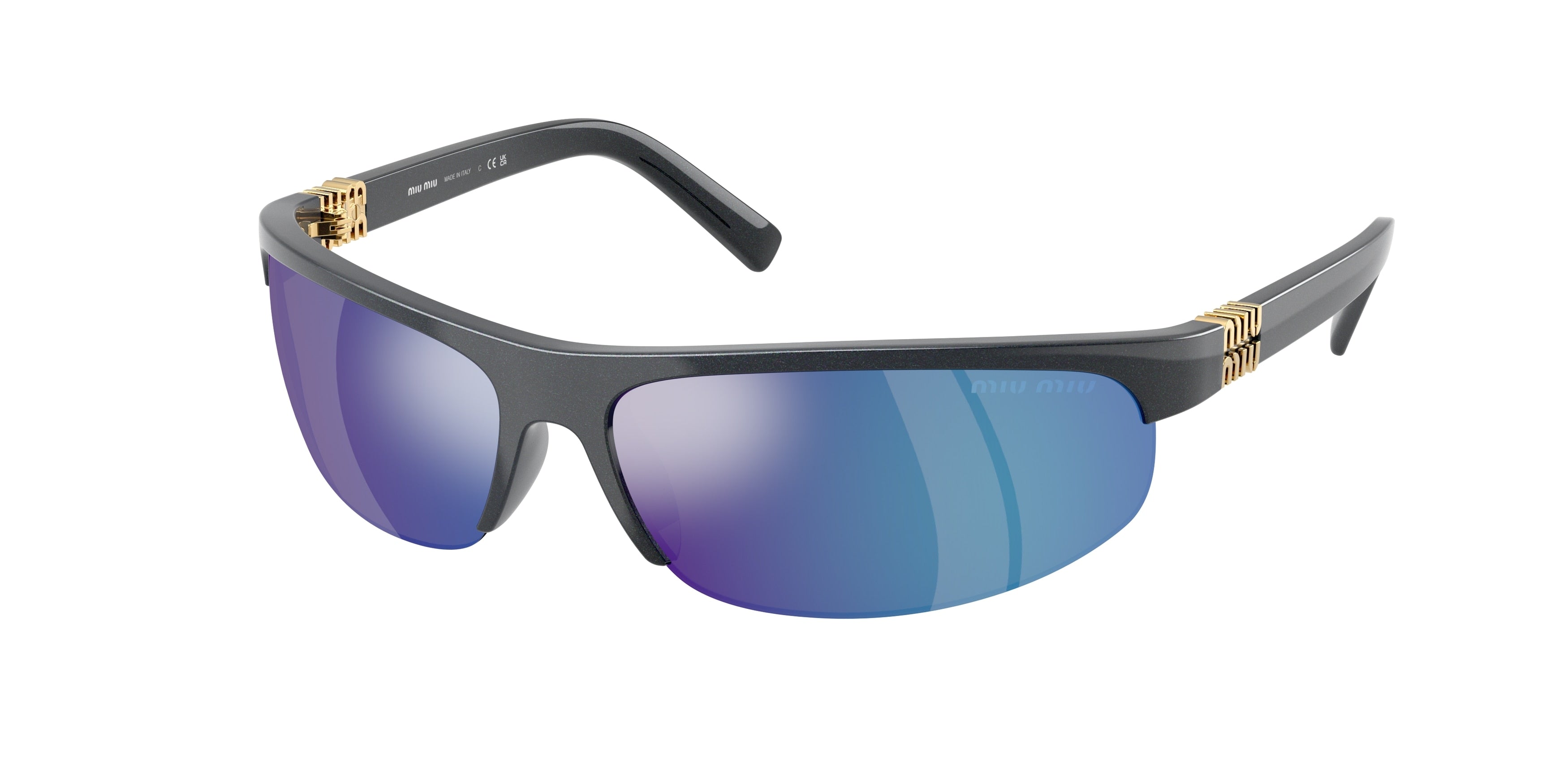 Miu Miu MUA02S Oval Sunglasses 19Y10K-Avio Metal 70-120-14 - Color Map Grey