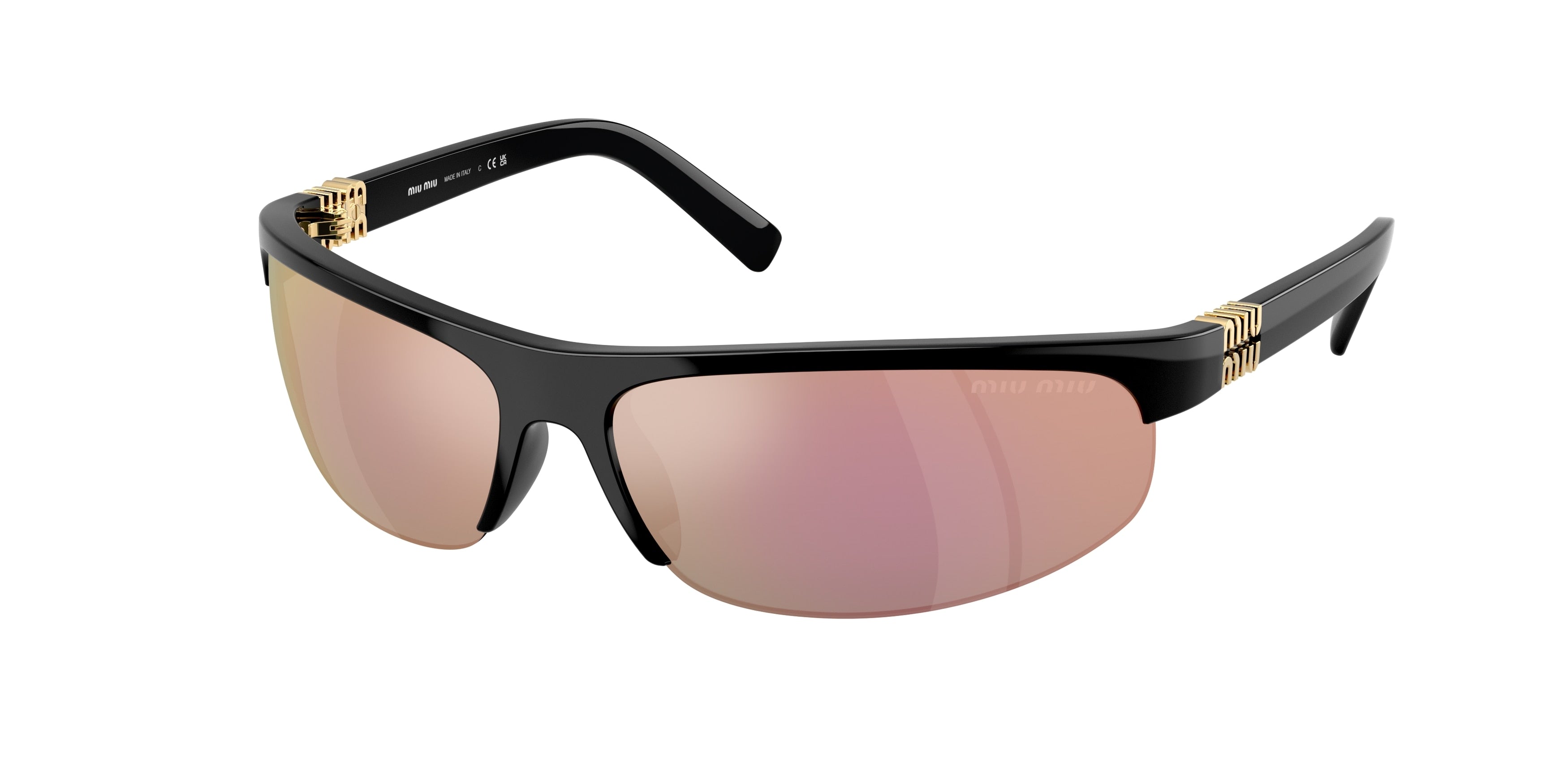 Miu Miu MUA02S Oval Sunglasses 1AB90J-Black 70-120-14 - Color Map Black