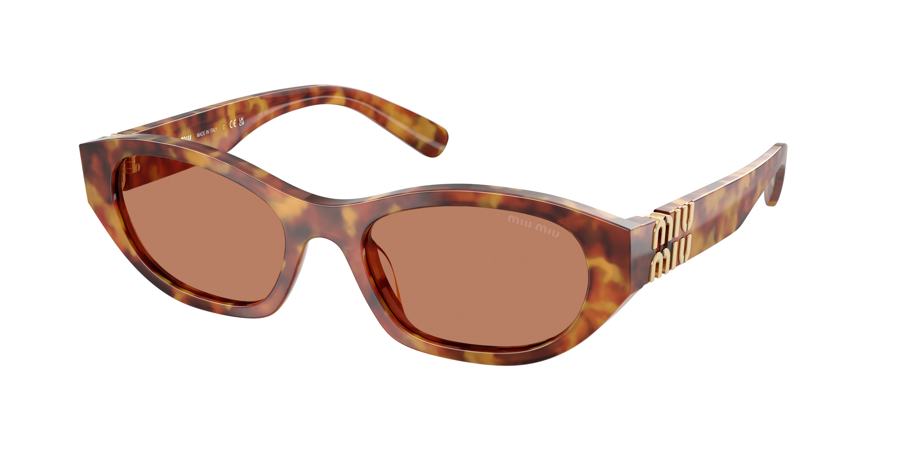 Miu Miu MUA03S Irregular Sunglasses 10L10I-Havana Light 53-140-19 - Color Map Brown