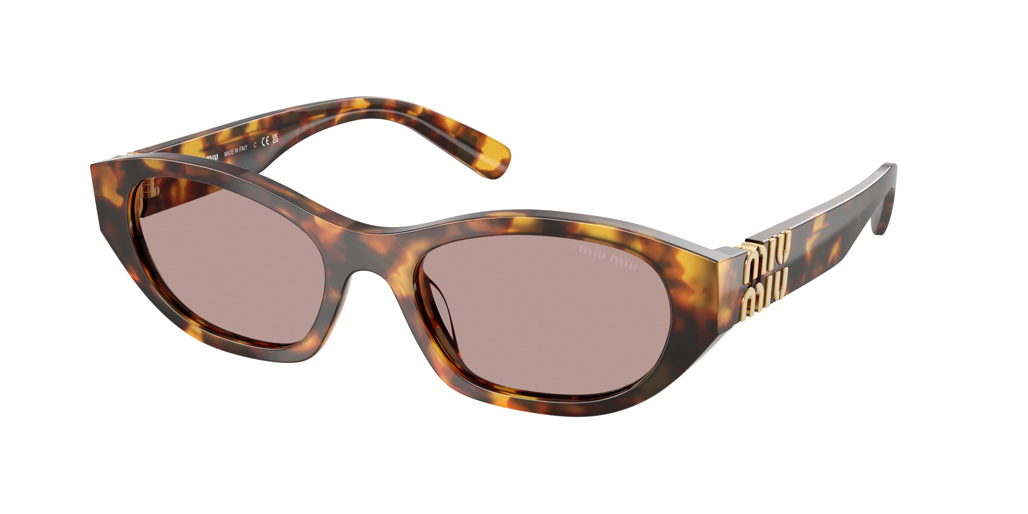 Miu Miu MUA03S Irregular Sunglasses 14L20I-Honey Havana 53-140-19 - Color Map Tortoise