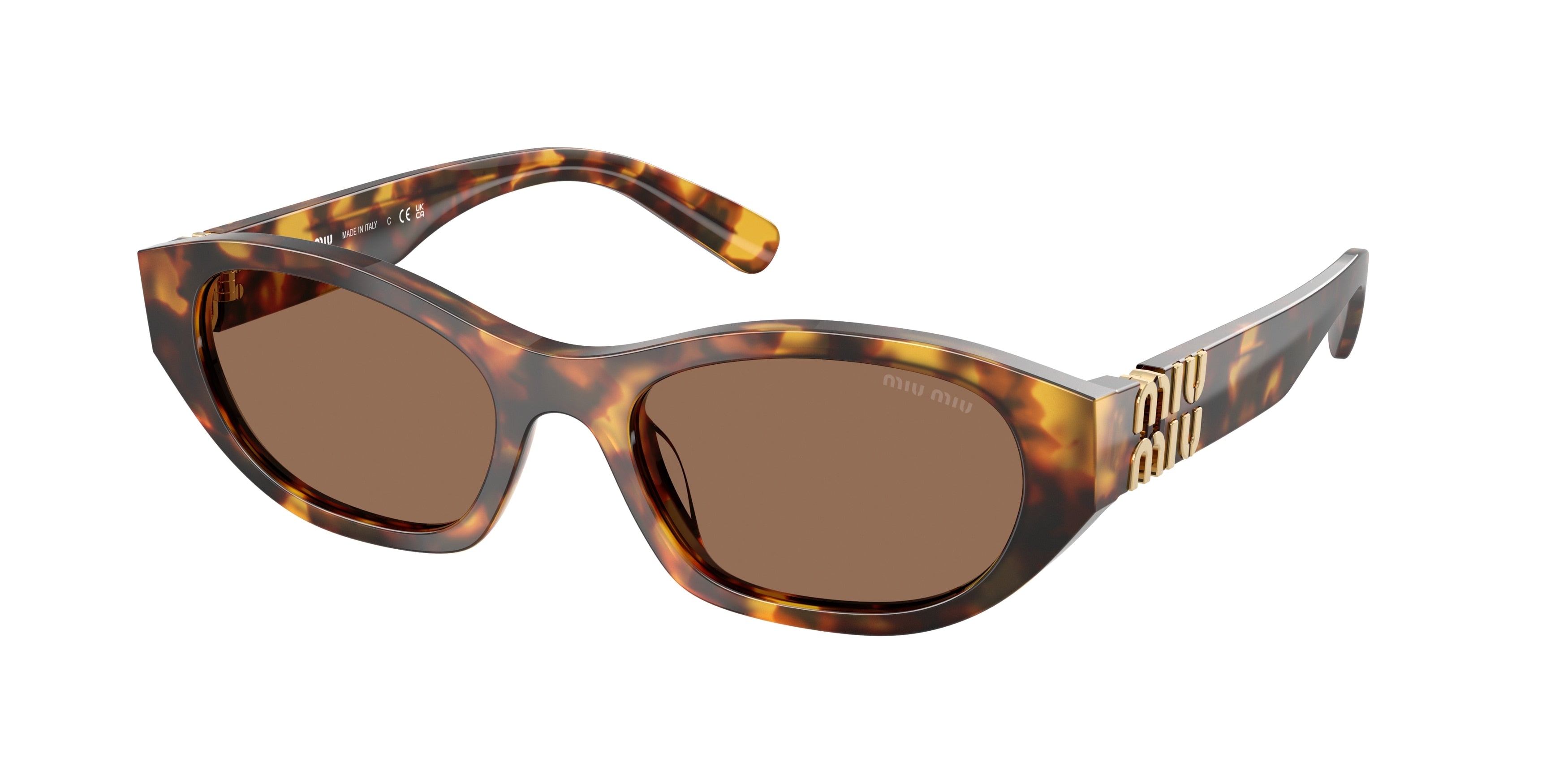 Miu Miu MUA03S Irregular Sunglasses 14L60M-Honey Havana 53-140-19 - Color Map Tortoise