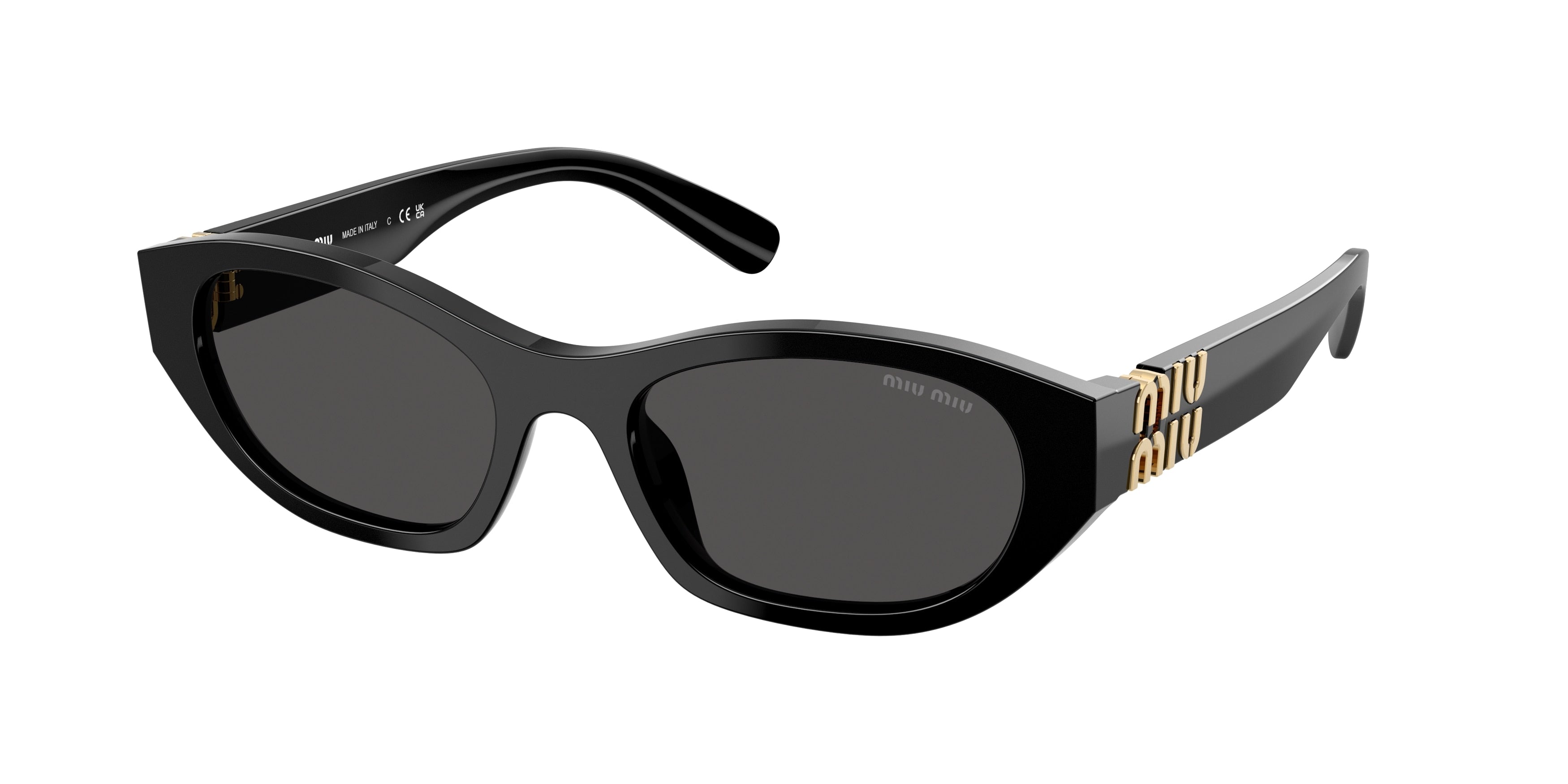 Miu Miu MUA03S Irregular Sunglasses 16K08Z-Black 53-140-19 - Color Map Black
