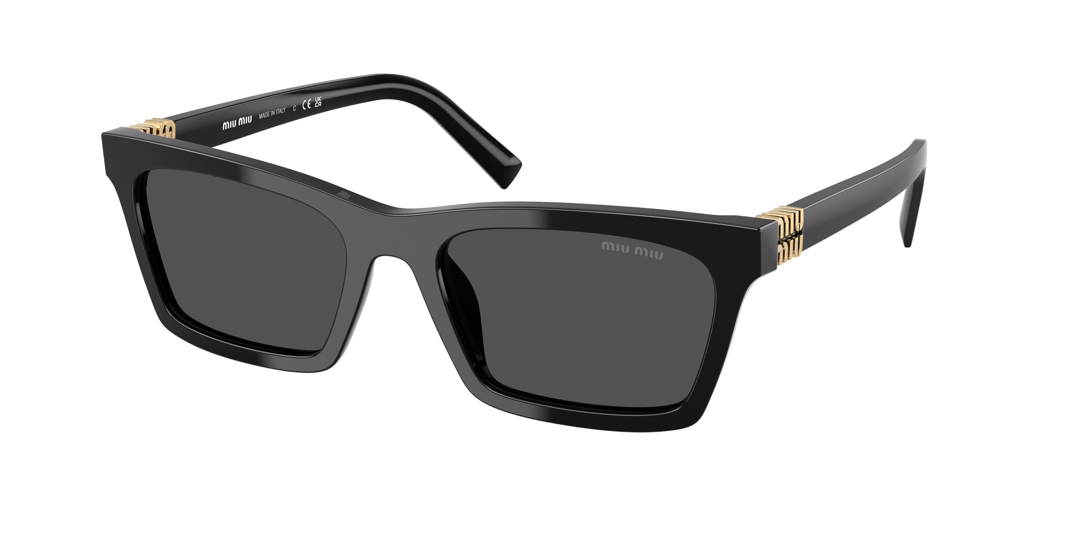 Miu Miu MUA05SF Rectangle Sunglasses 16K08Z-Black 55-140-19 - Color Map Black