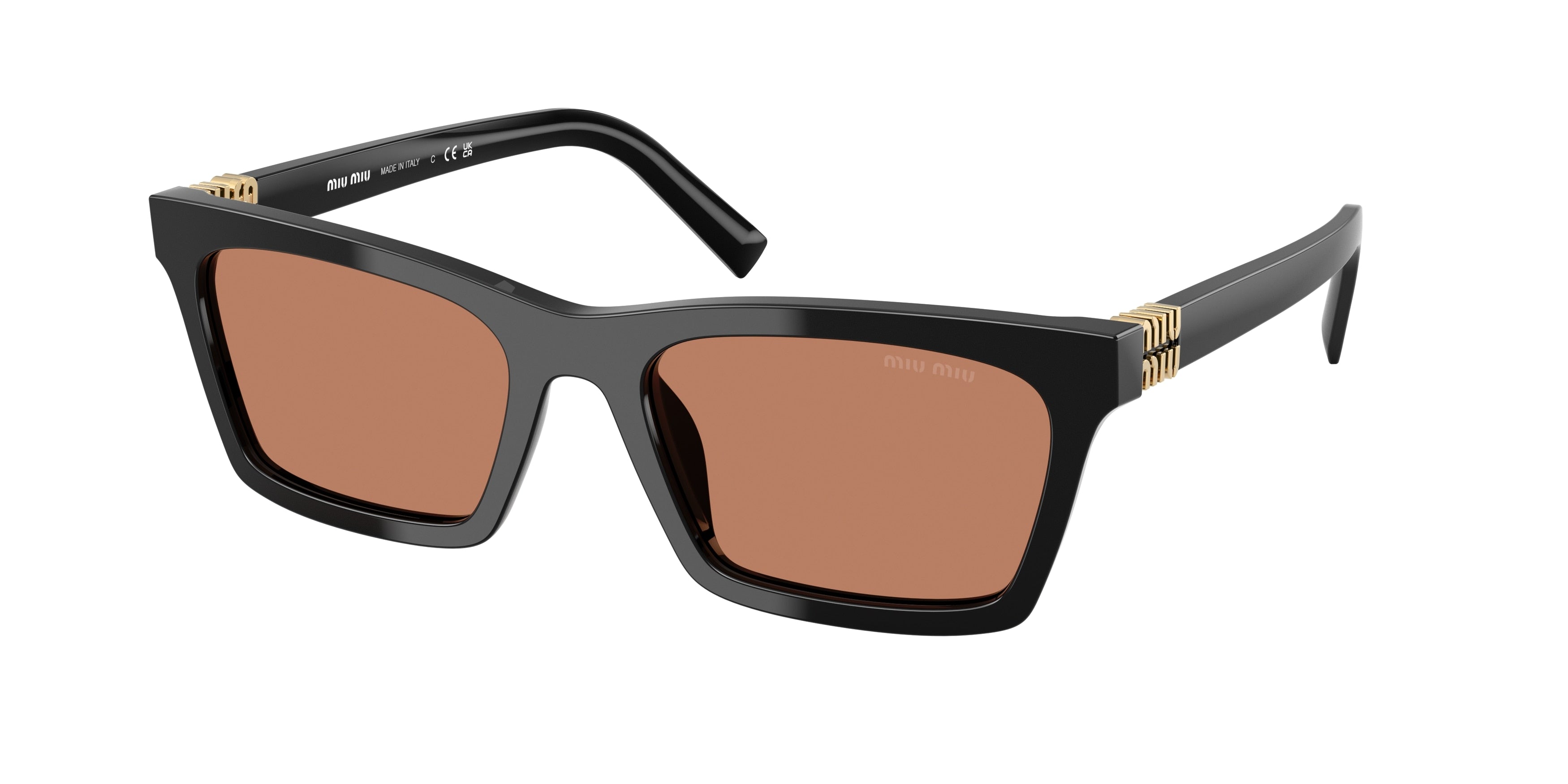 Miu Miu MUA05SF Rectangle Sunglasses 16K10I-Black 55-140-19 - Color Map Black