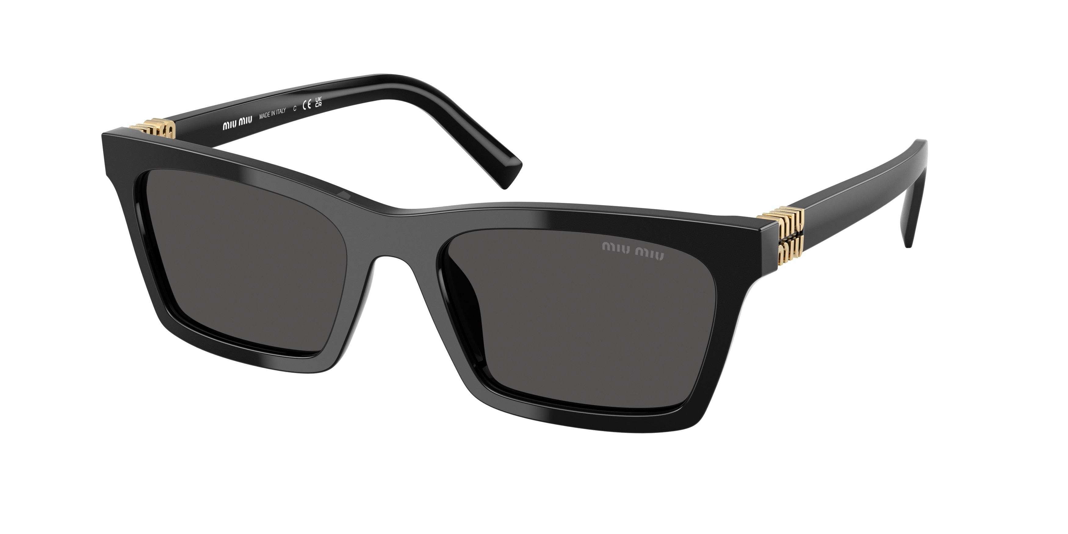 Miu Miu MUA05S Rectangle Sunglasses  16K08Z-Black 55-140-19 - Color Map Black