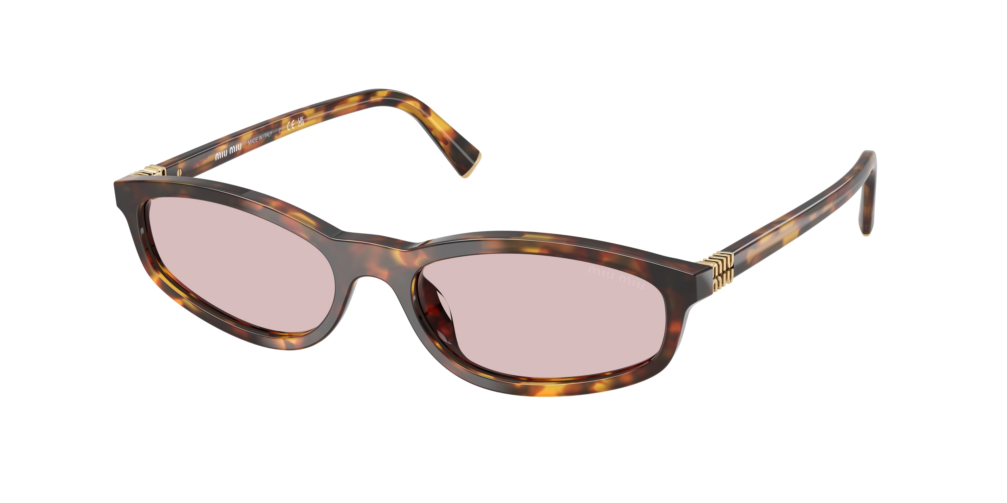 Miu Miu MUA06S Irregular Sunglasses 14L4I0-Honey Havana 55-140-17 - Color Map Tortoise