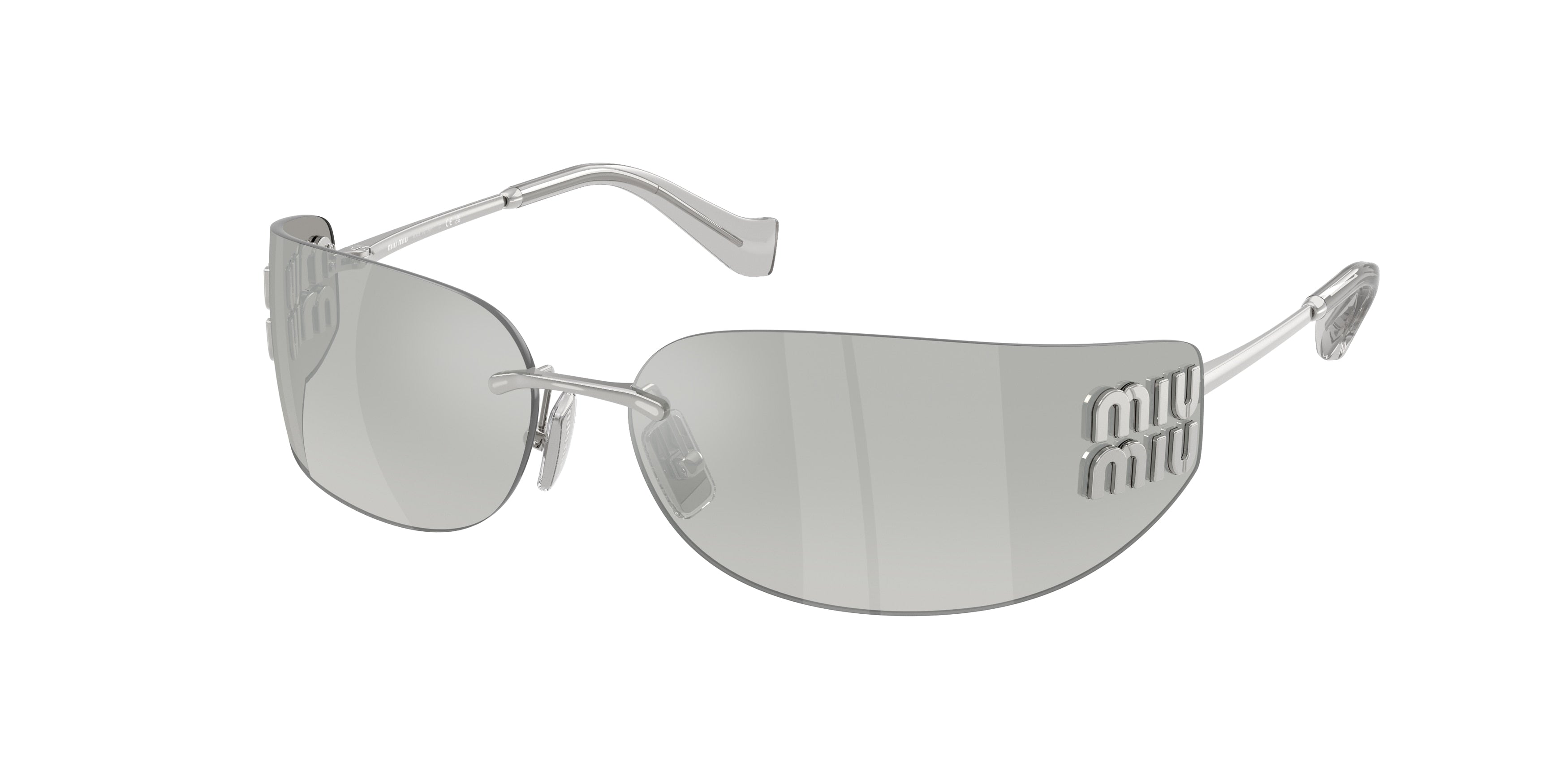 Miu Miu MUA51S Rectangle Sunglasses 1BC10Y-Silver 0-110-14 - Color Map Silver