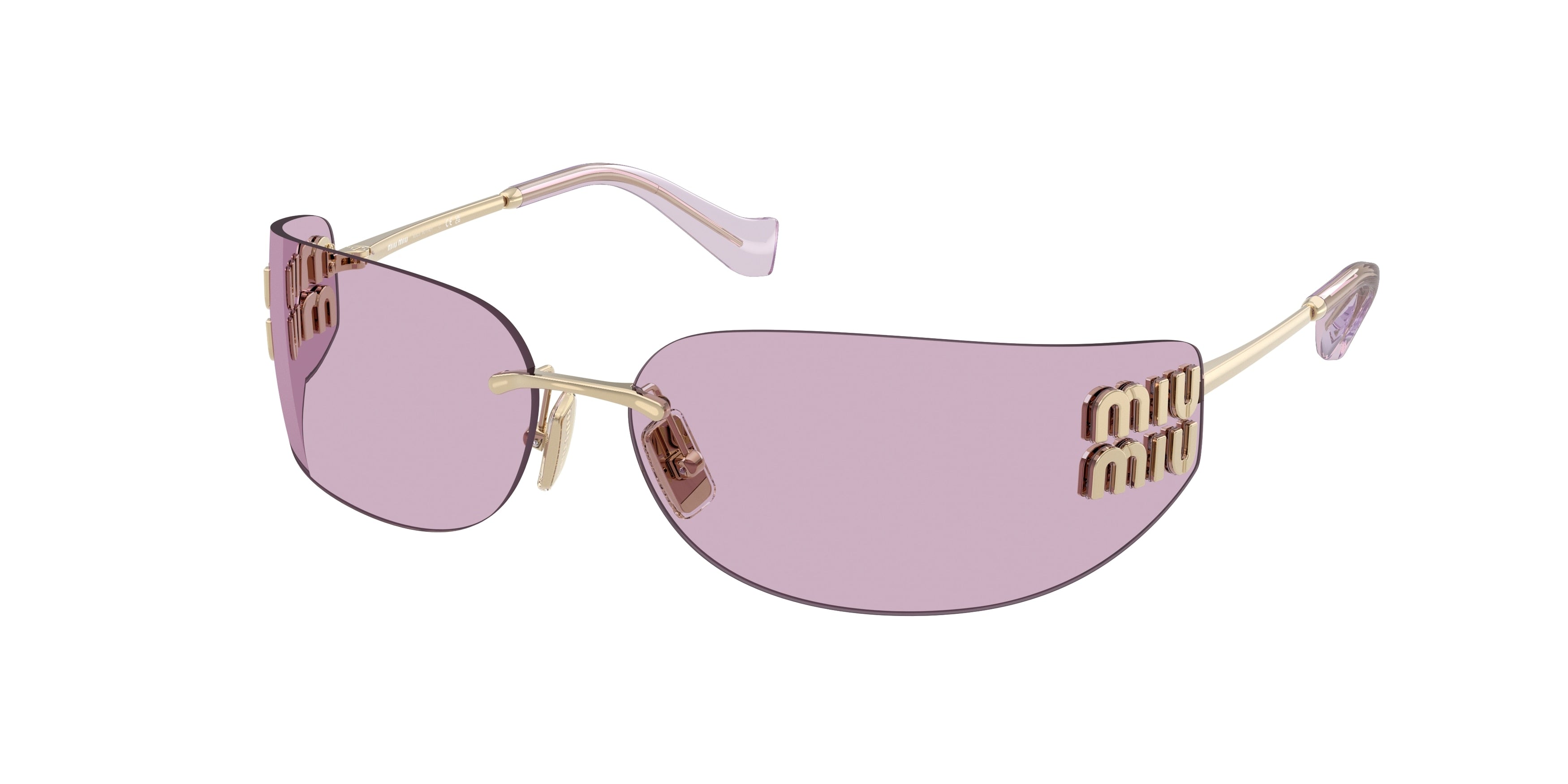 Miu Miu MUA51S Rectangle Sunglasses ZVN90O-Pale Gold 0-110-14 - Color Map Gold