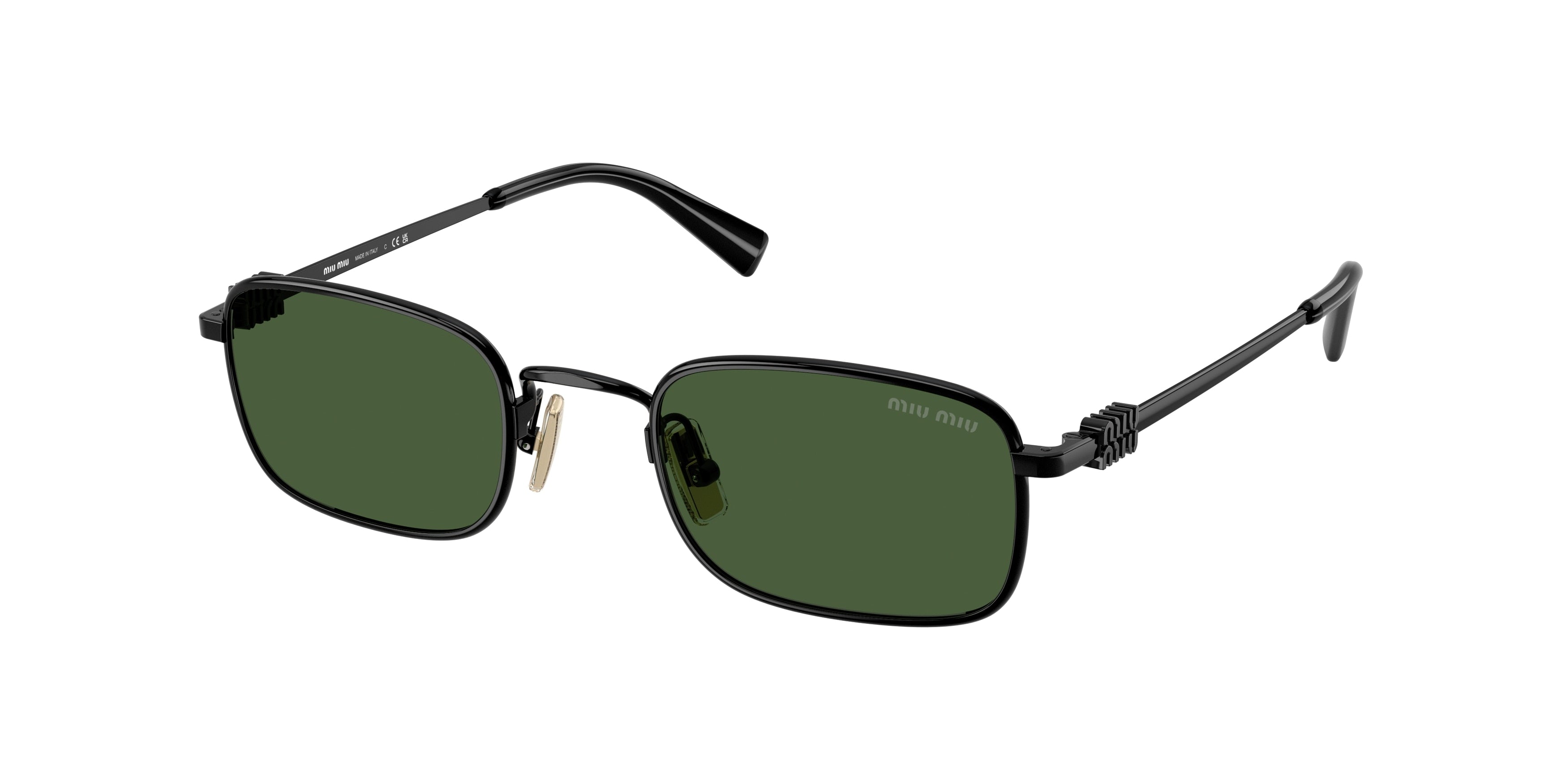 Miu Miu MUA53S Rectangle Sunglasses 1AB1I0-Black 52-140-22 - Color Map Black