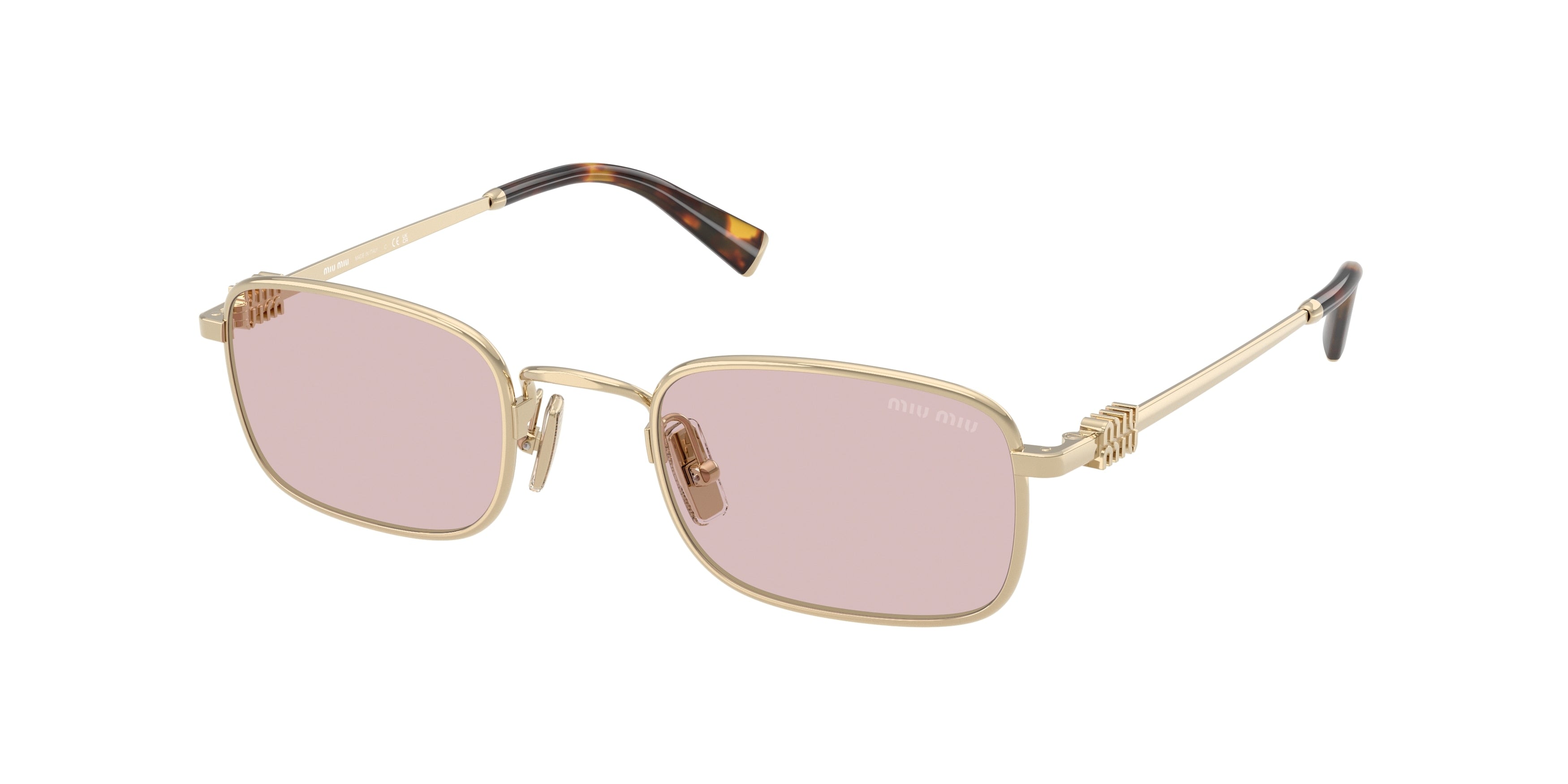 Miu Miu MUA53S Rectangle Sunglasses ZVN4I0-Pale Gold 52-140-22 - Color Map Gold