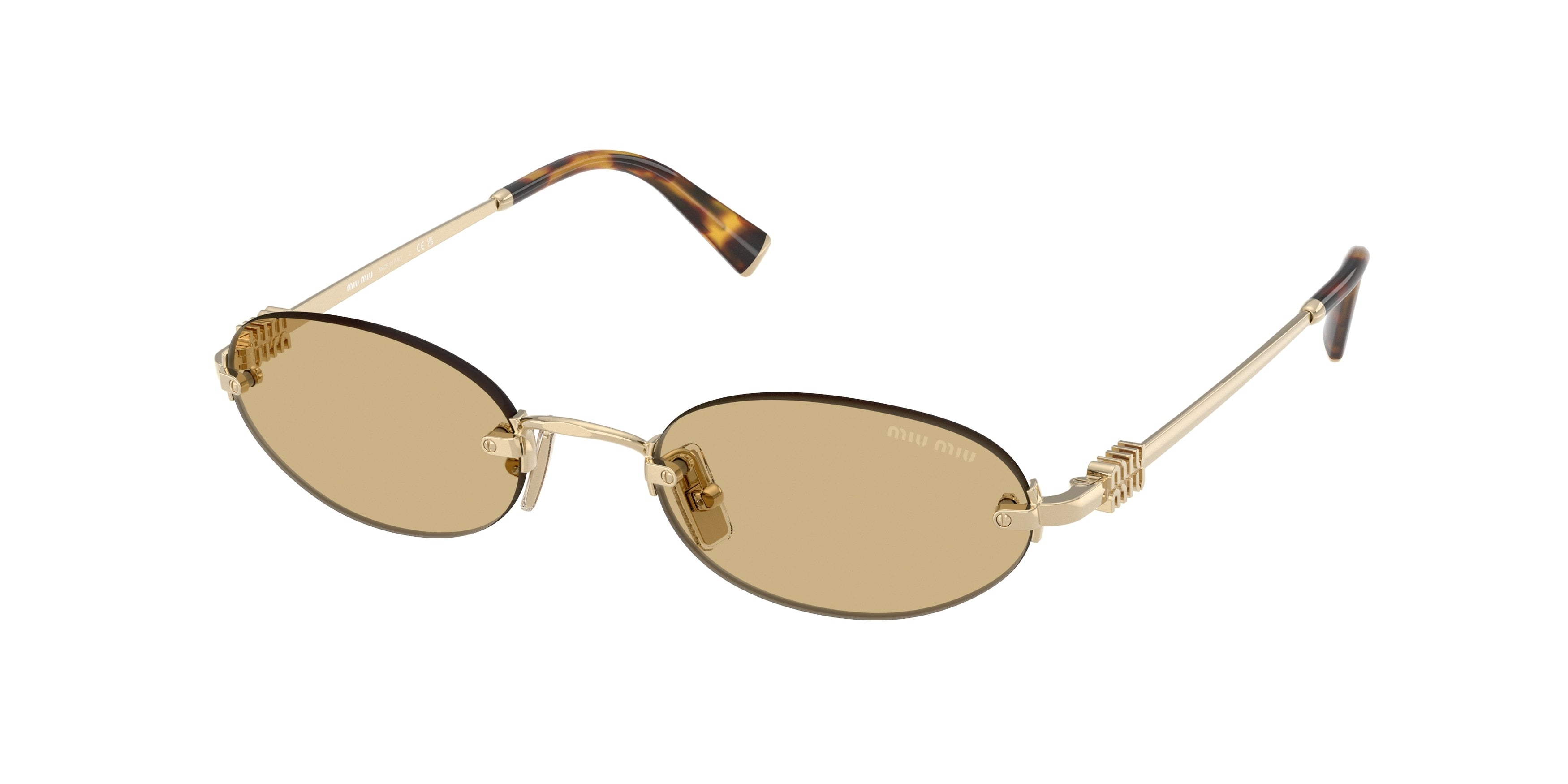 Miu Miu MUA54S Oval Sunglasses ZVN10R-Pale Gold 51-140-20 - Color Map Gold