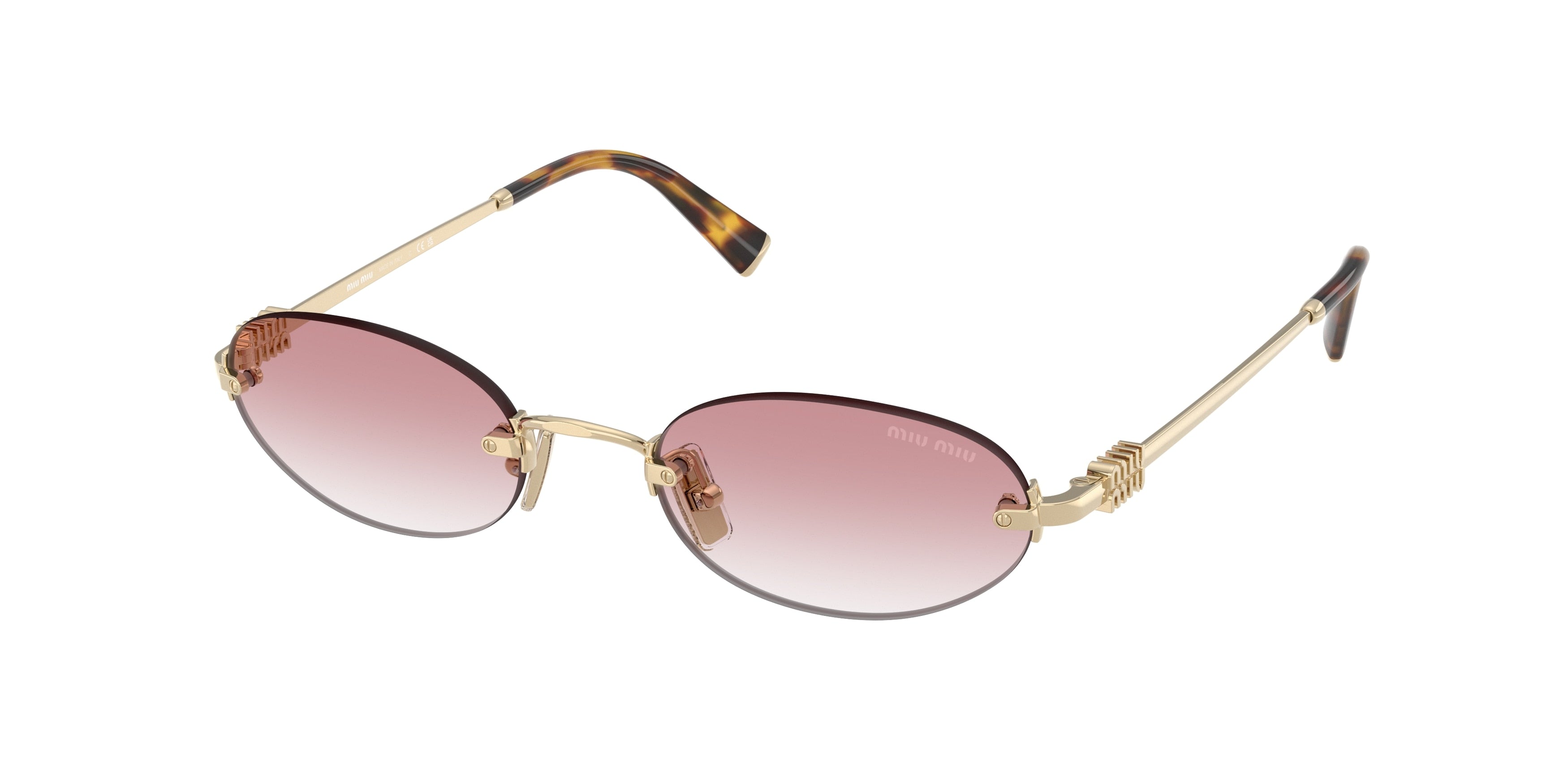 Miu Miu MUA54S Oval Sunglasses  ZVN70O-Pale Gold 51-140-20 - Color Map Gold