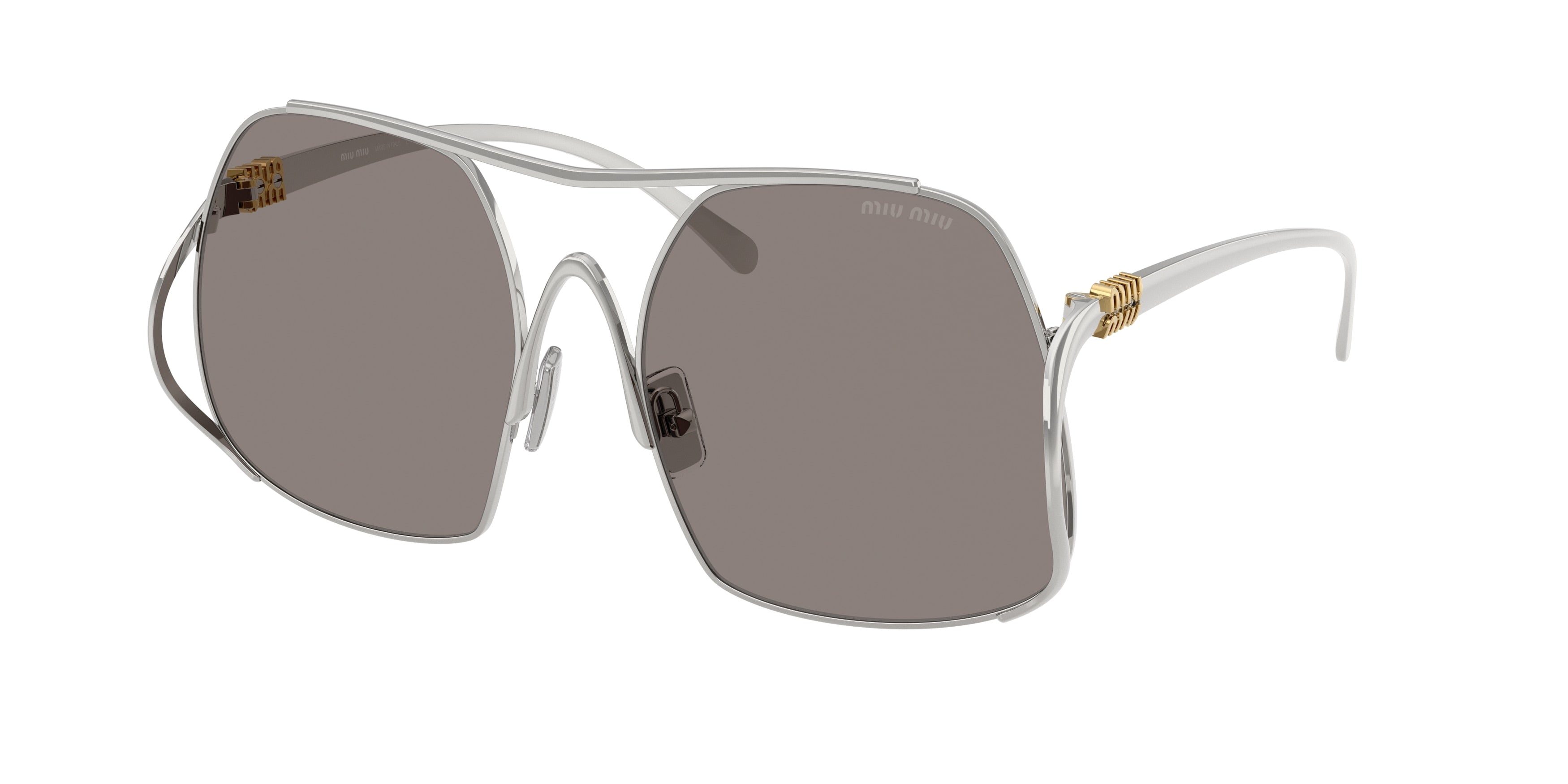 Miu Miu MUA55S Square Sunglasses 1BC80Q-Silver 57-140-18 - Color Map Silver