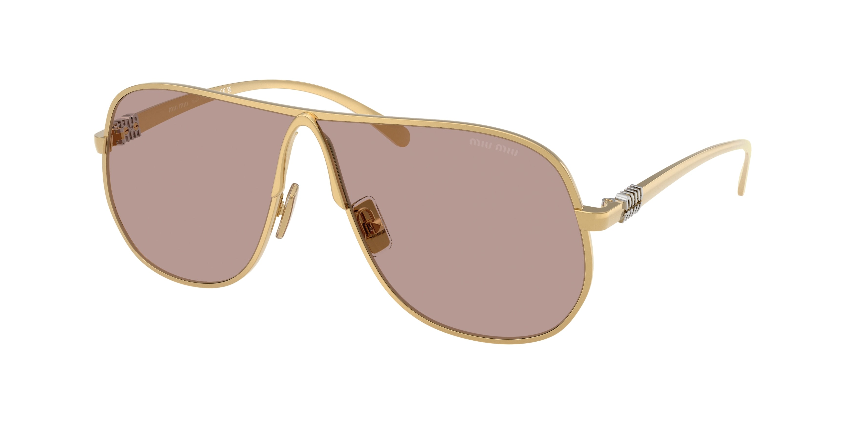 Miu Miu MUA56S Pilot Sunglasses 5AK20I-Gold 65-140-2 - Color Map Gold
