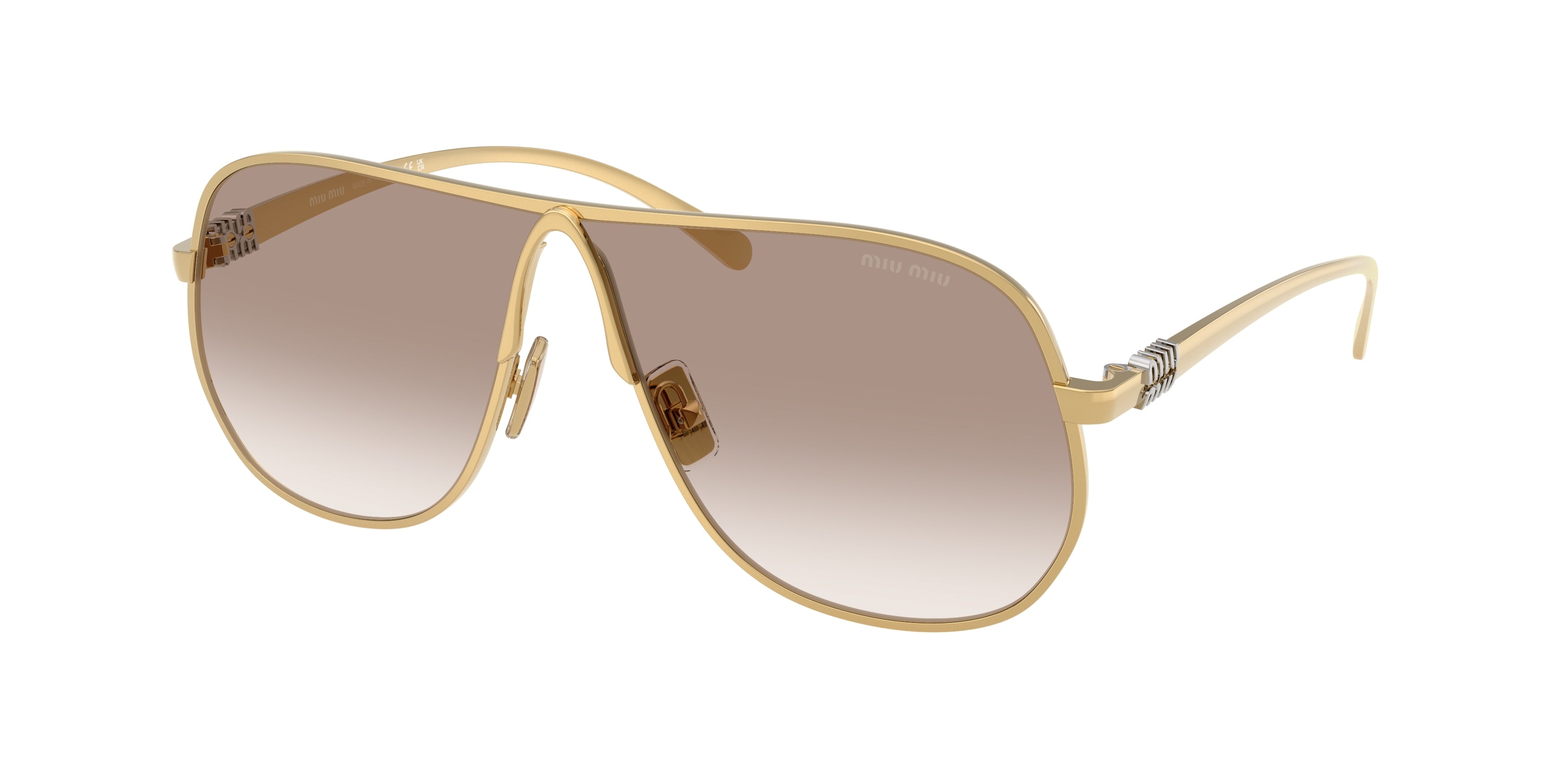Miu Miu MUA56S Pilot Sunglasses 5AK90L-Gold 65-140-2 - Color Map Gold