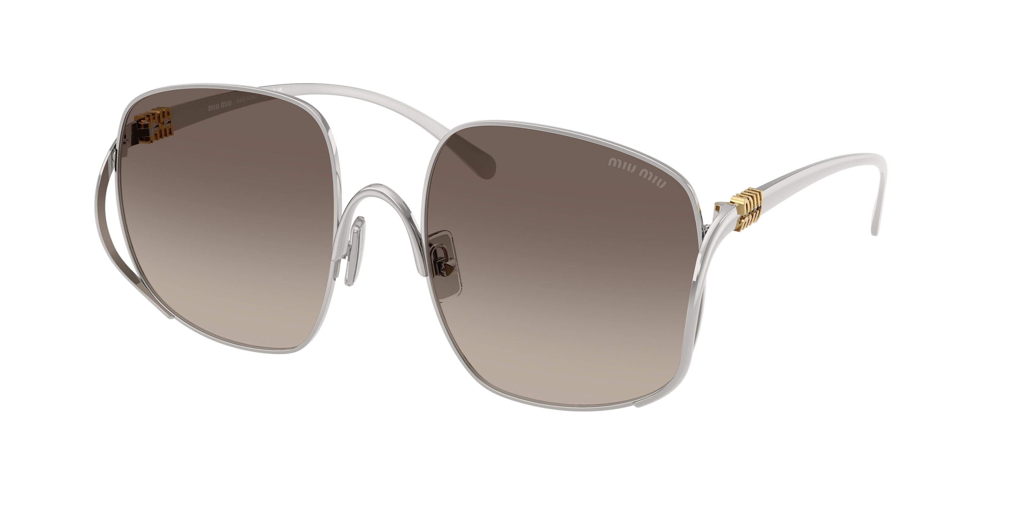 Miu Miu MUA57S Square Sunglasses 1BC30S-Silver 57-140-20 - Color Map Silver