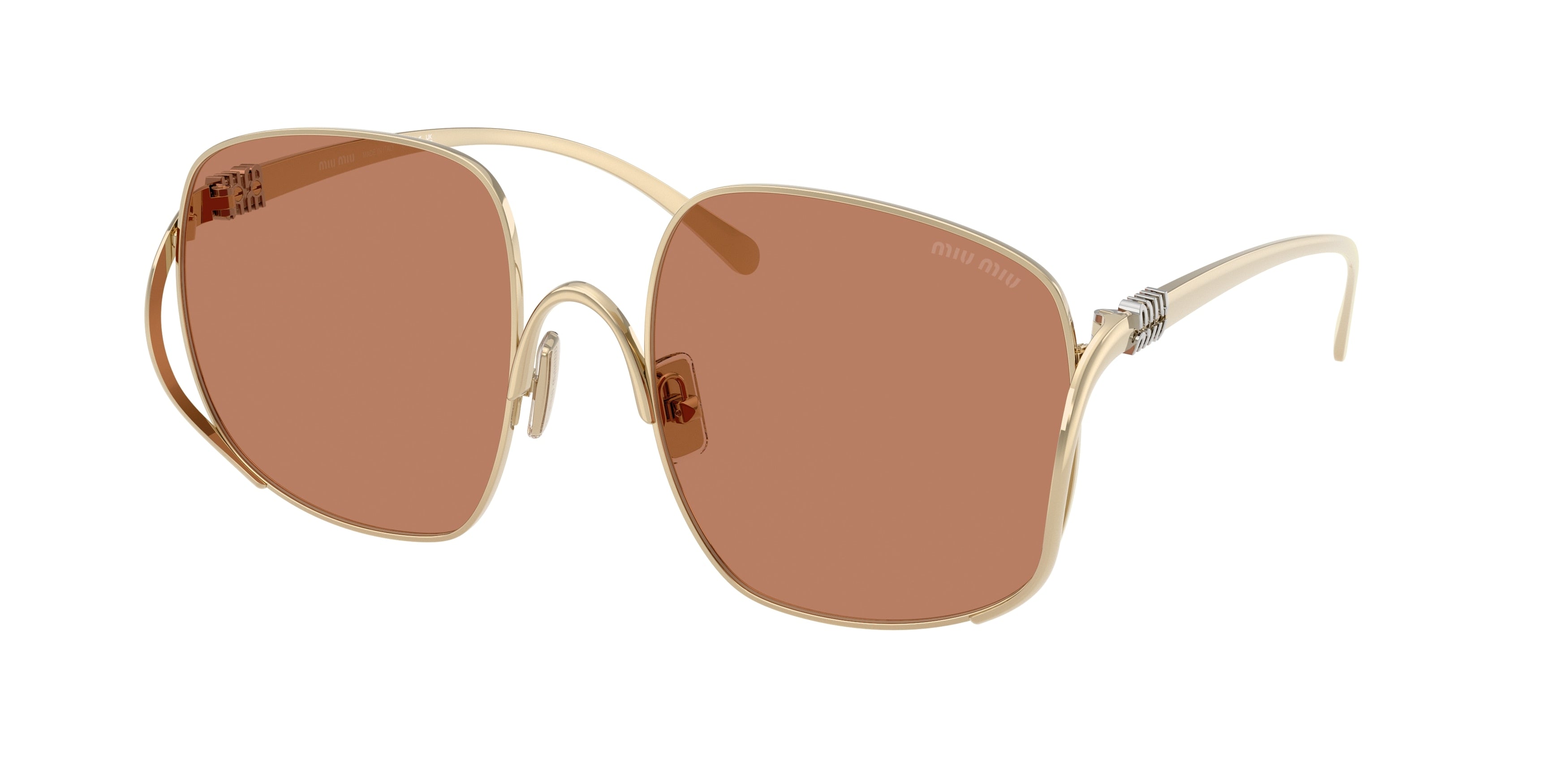 Miu Miu MUA57S Square Sunglasses ZVN90Q-Pale Gold 57-140-20 - Color Map Gold