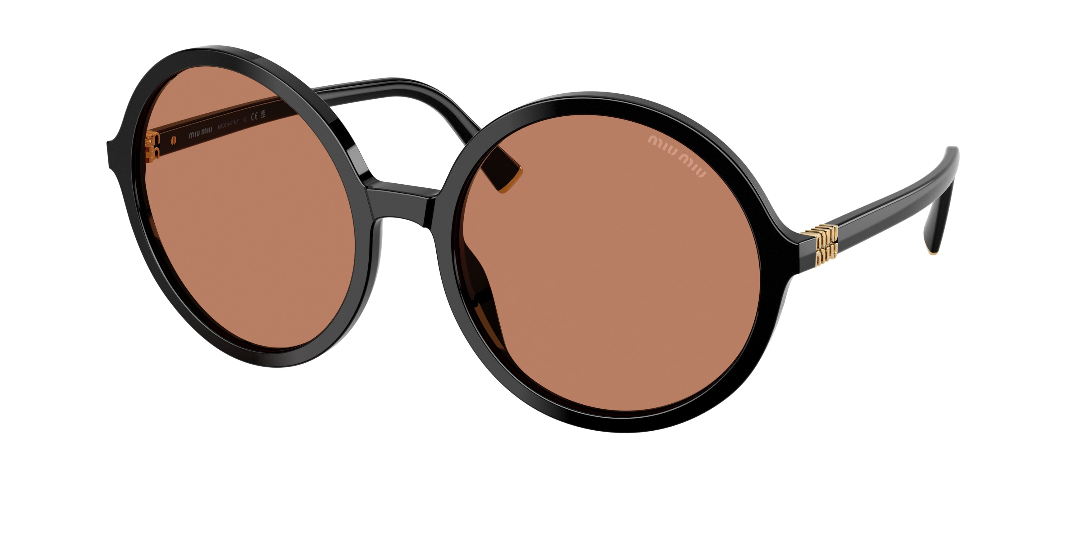 Miu Miu MUB02SF Round Sunglasses 16K90Q-Black 59-140-19 - Color Map Black