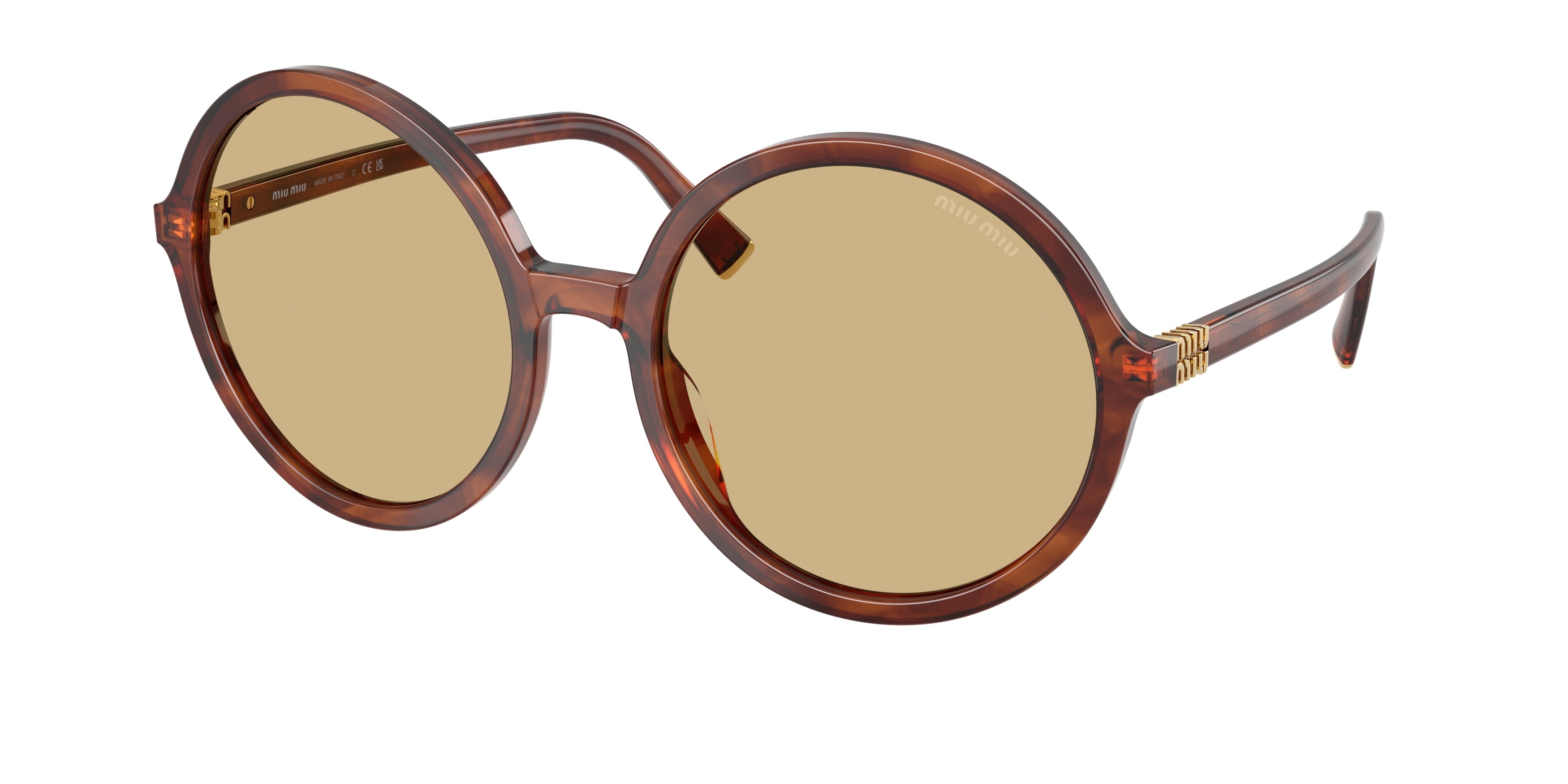 Miu Miu MUB02SF Round Sunglasses 26E10R-Striped Tobacco 59-140-19 - Color Map Brown