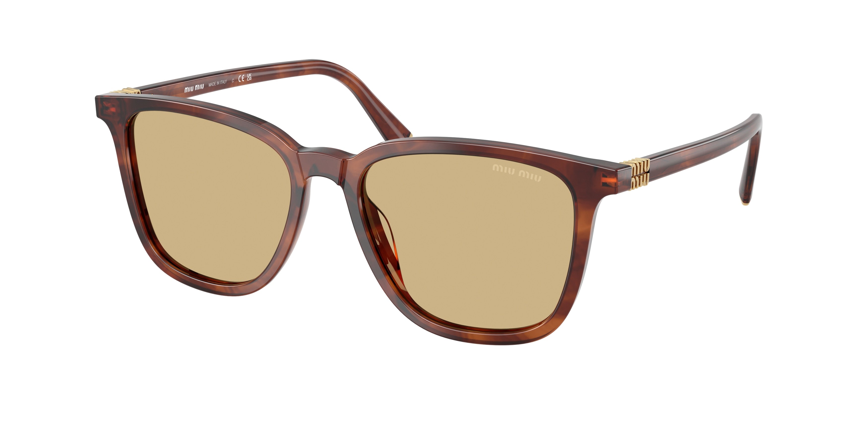 Miu Miu MUB03S Square Sunglasses 26E10R-Striped Tobacco 53-140-17 - Color Map Brown