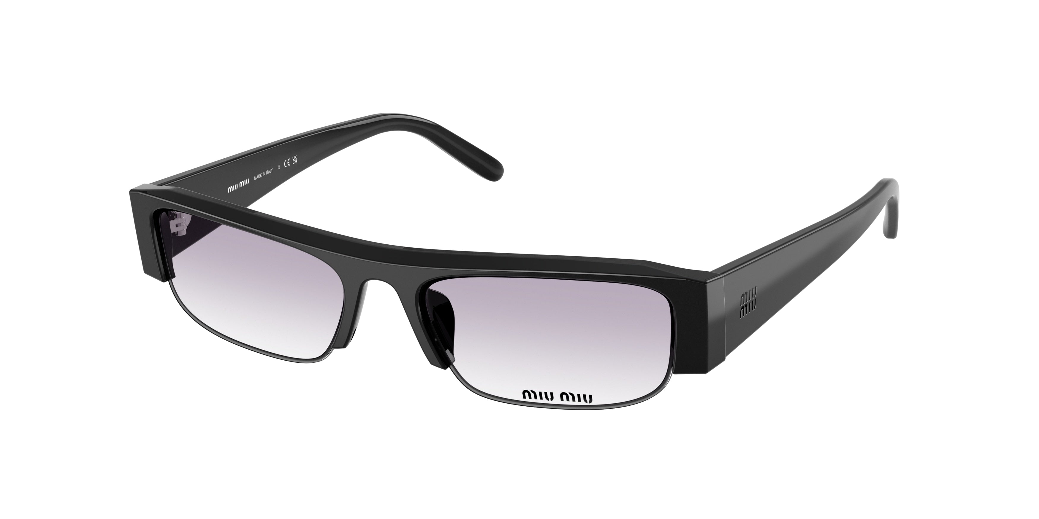 Miu Miu MUB07SF Rectangle Sunglasses 16K04O-Black 54-135-17 - Color Map Black