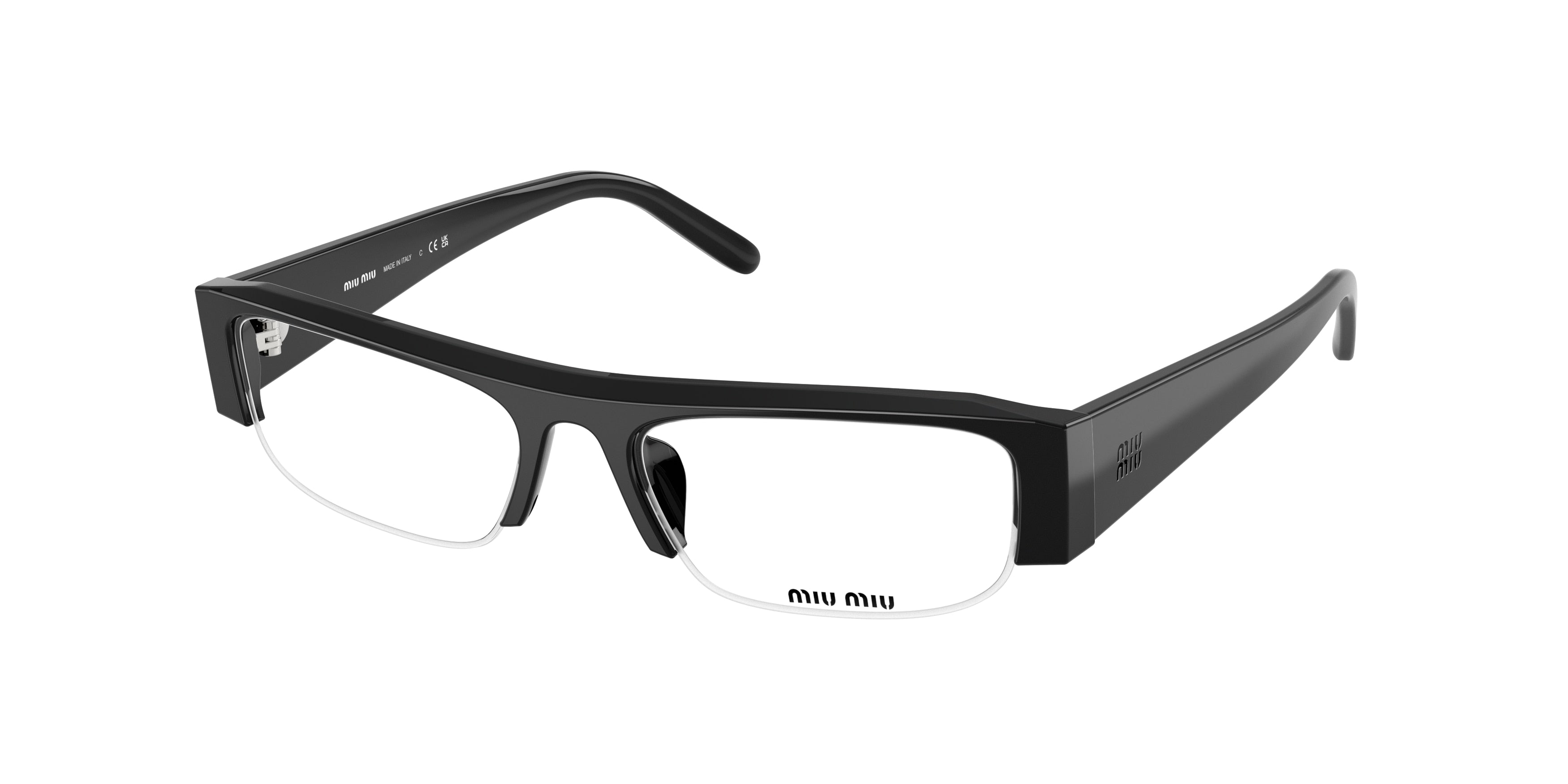 Miu Miu MUB07SF Rectangle Sunglasses 16K08N-Black 54-135-17 - Color Map Black