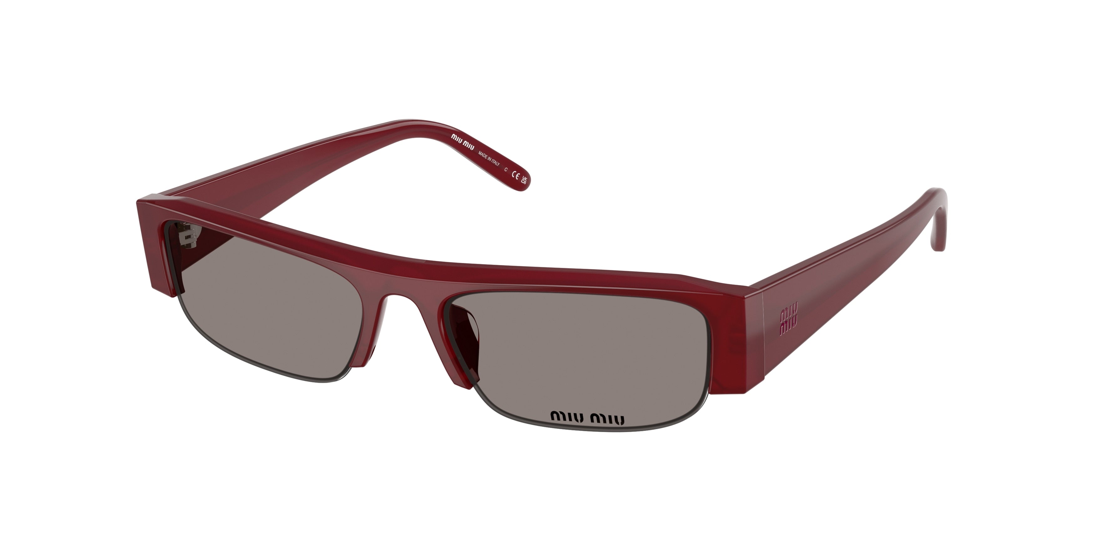 Miu Miu MUB07SF Rectangle Sunglasses 21I80Q-Opaline Burgundy 54-135-17 - Color Map Violet