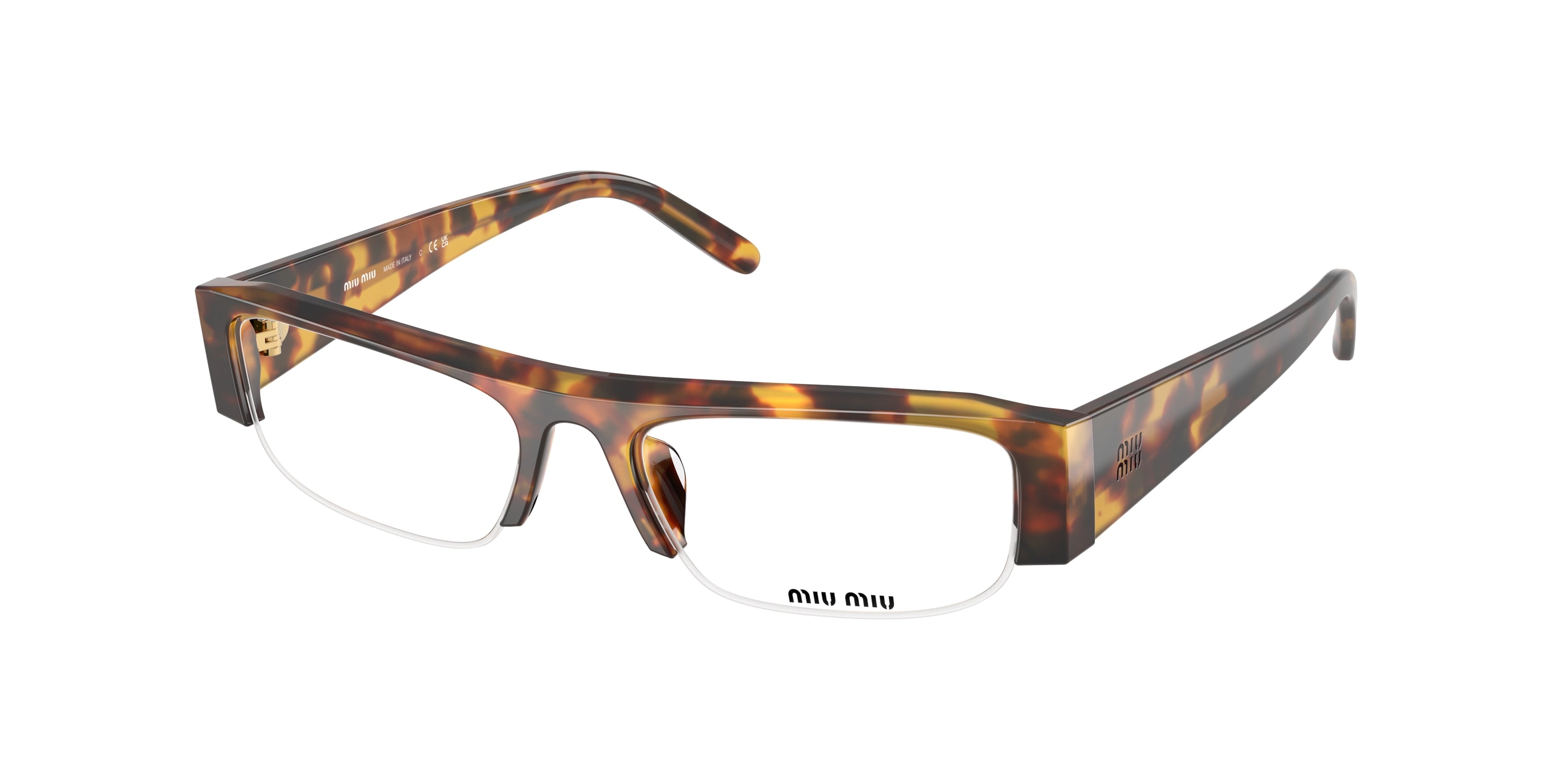 Miu Miu MUB07S Rectangle Sunglasses 14L08N-Honey Havana 51-135-17 - Color Map Tortoise