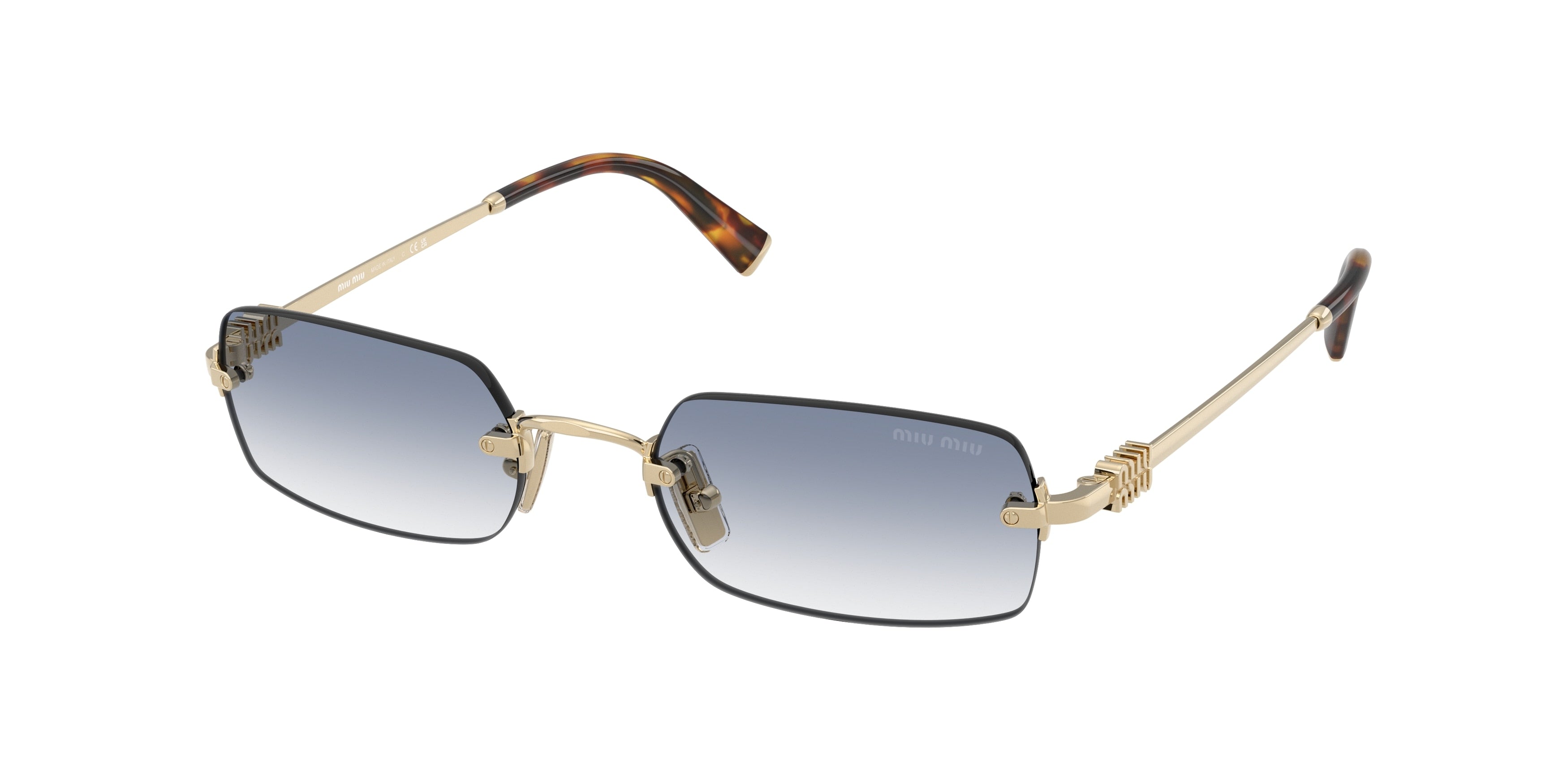 Miu Miu MUB50S Rectangle Sunglasses ZVN80O-Pale Gold 52-140-20 - Color Map Gold