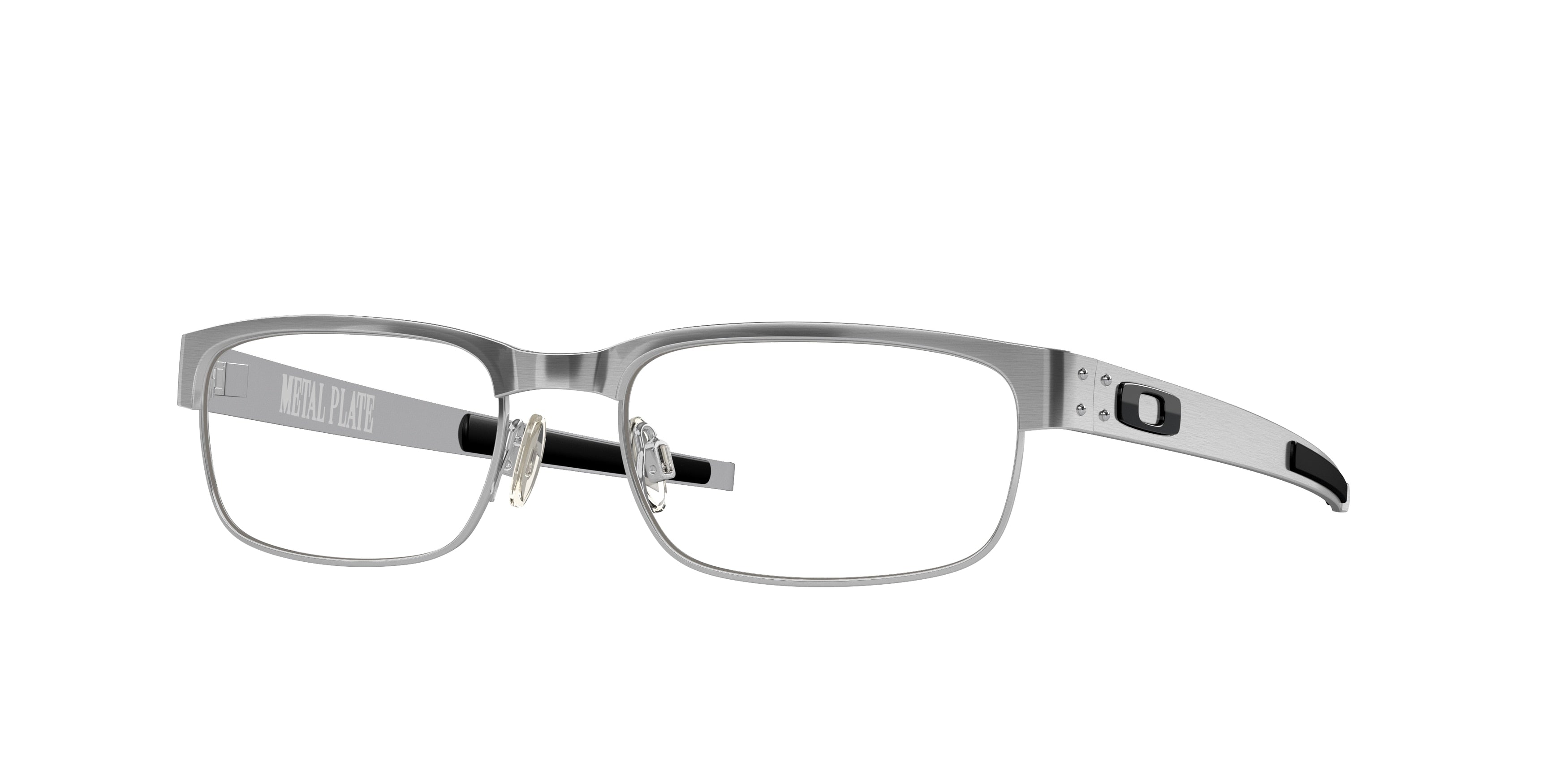 Oakley Optical METAL PLATE OX5038 Rectangle Eyeglasses  503806-Brushed Chrome 55-140-18 - Color Map Silver