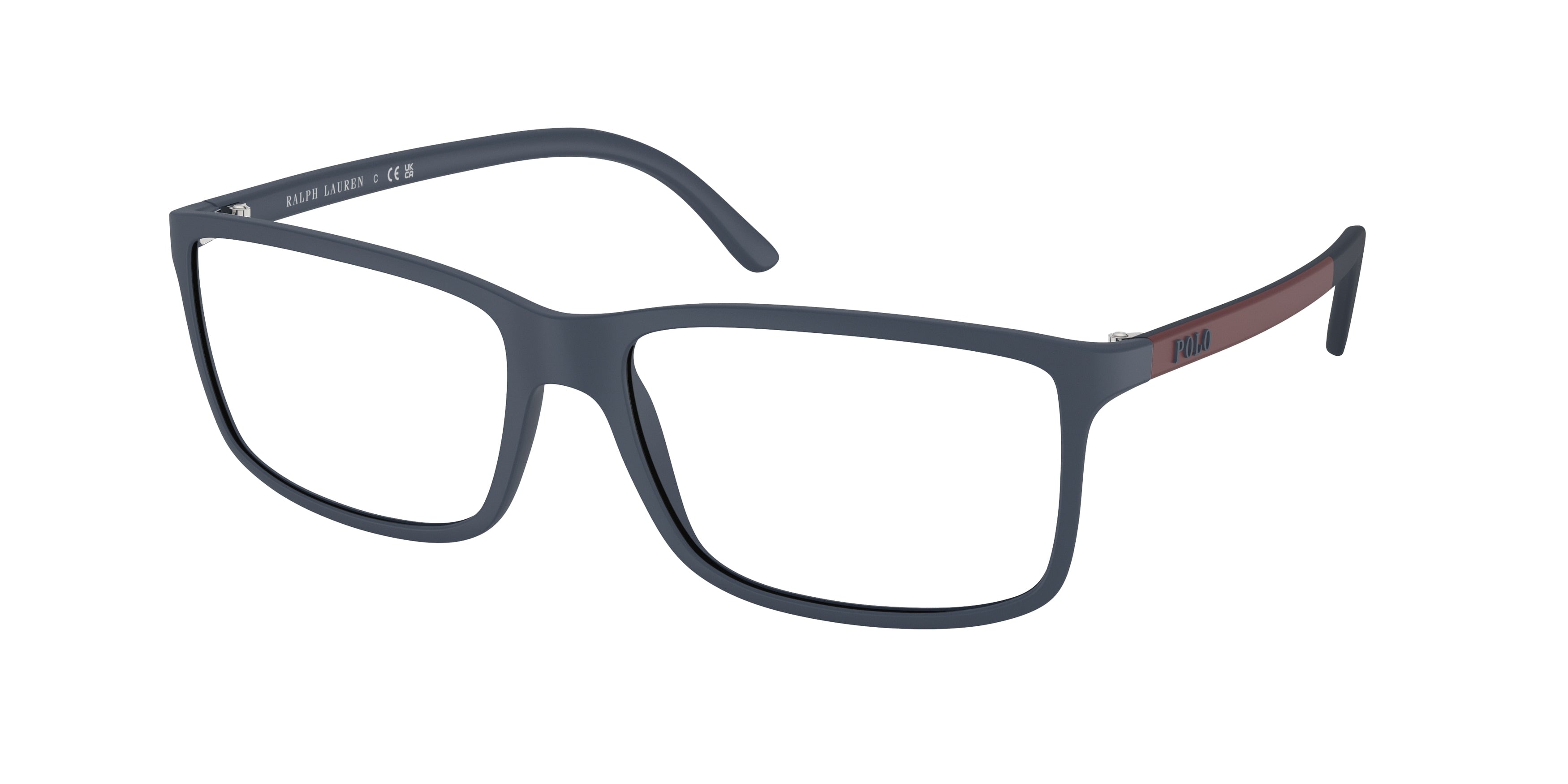 Polo PH2126 Rectangle Eyeglasses  5506-Matte Navy Blue 55-145-16 - Color Map Blue