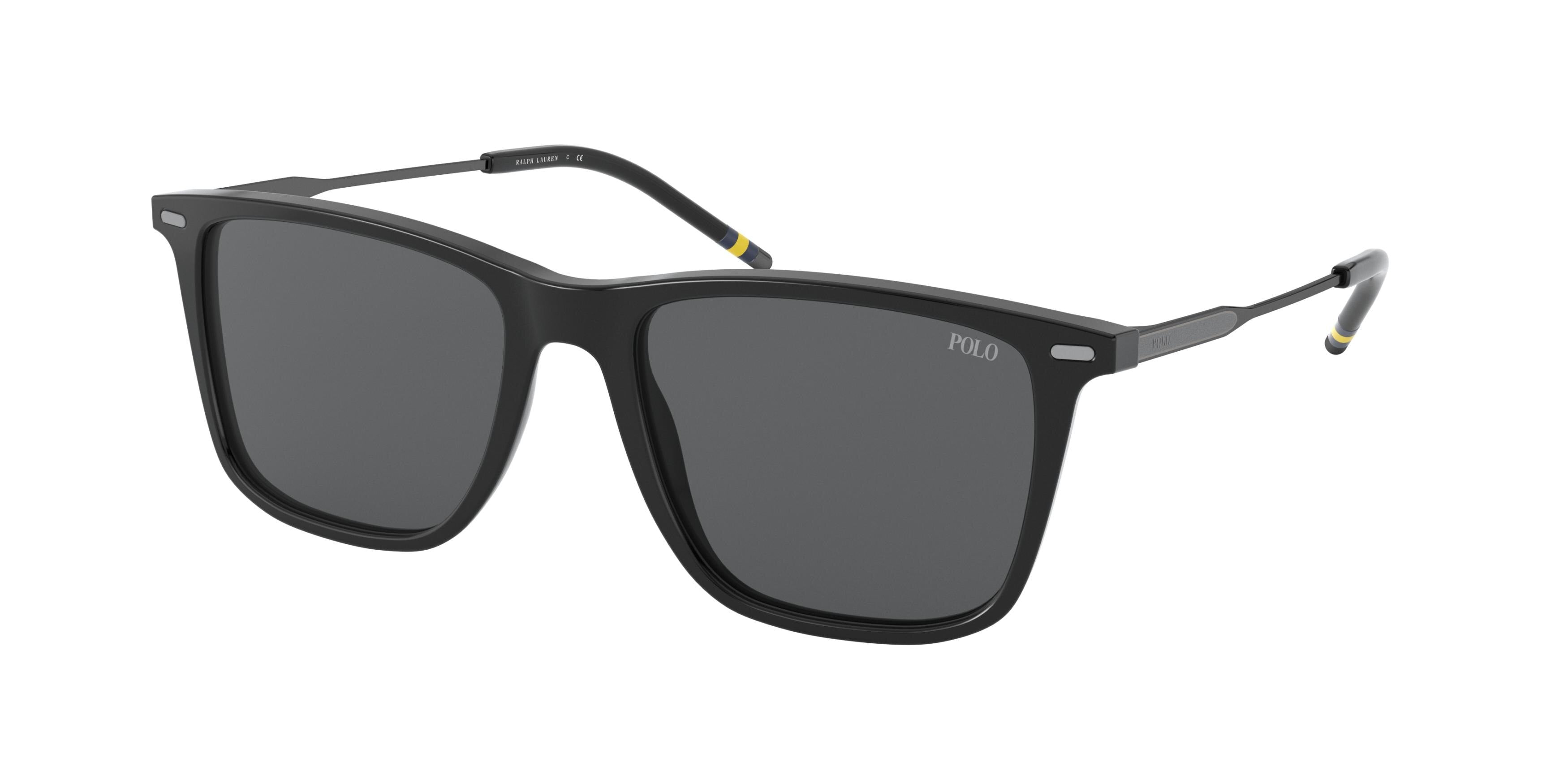 Polo PH4163 Rectangle Sunglasses  500187-Shiny Black 54-145-18 - Color Map Black