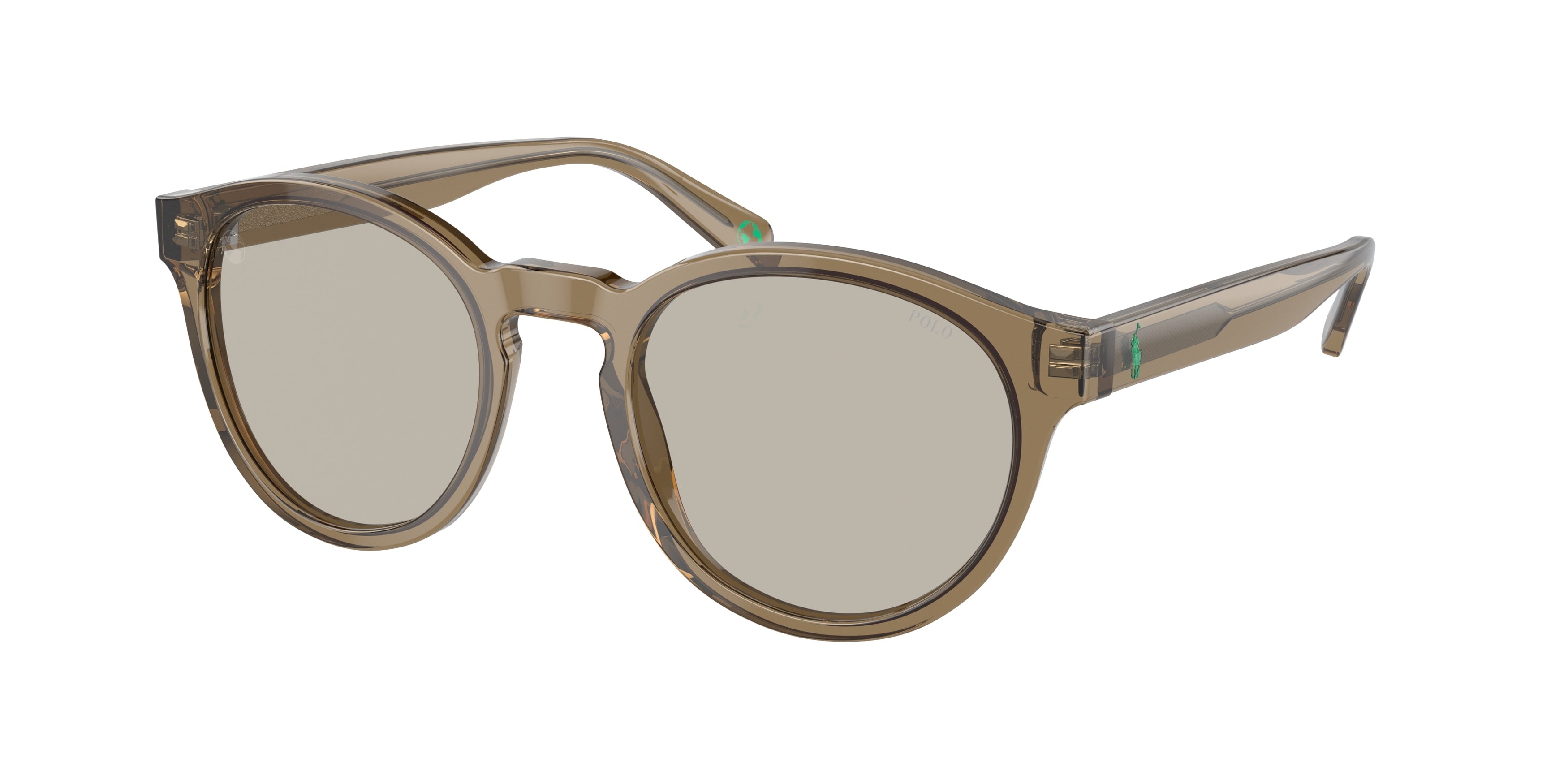 Polo PH4192F Round Sunglasses 6085/3-Shiny Transparent Light Brown 51-145-21 - Color Map Brown