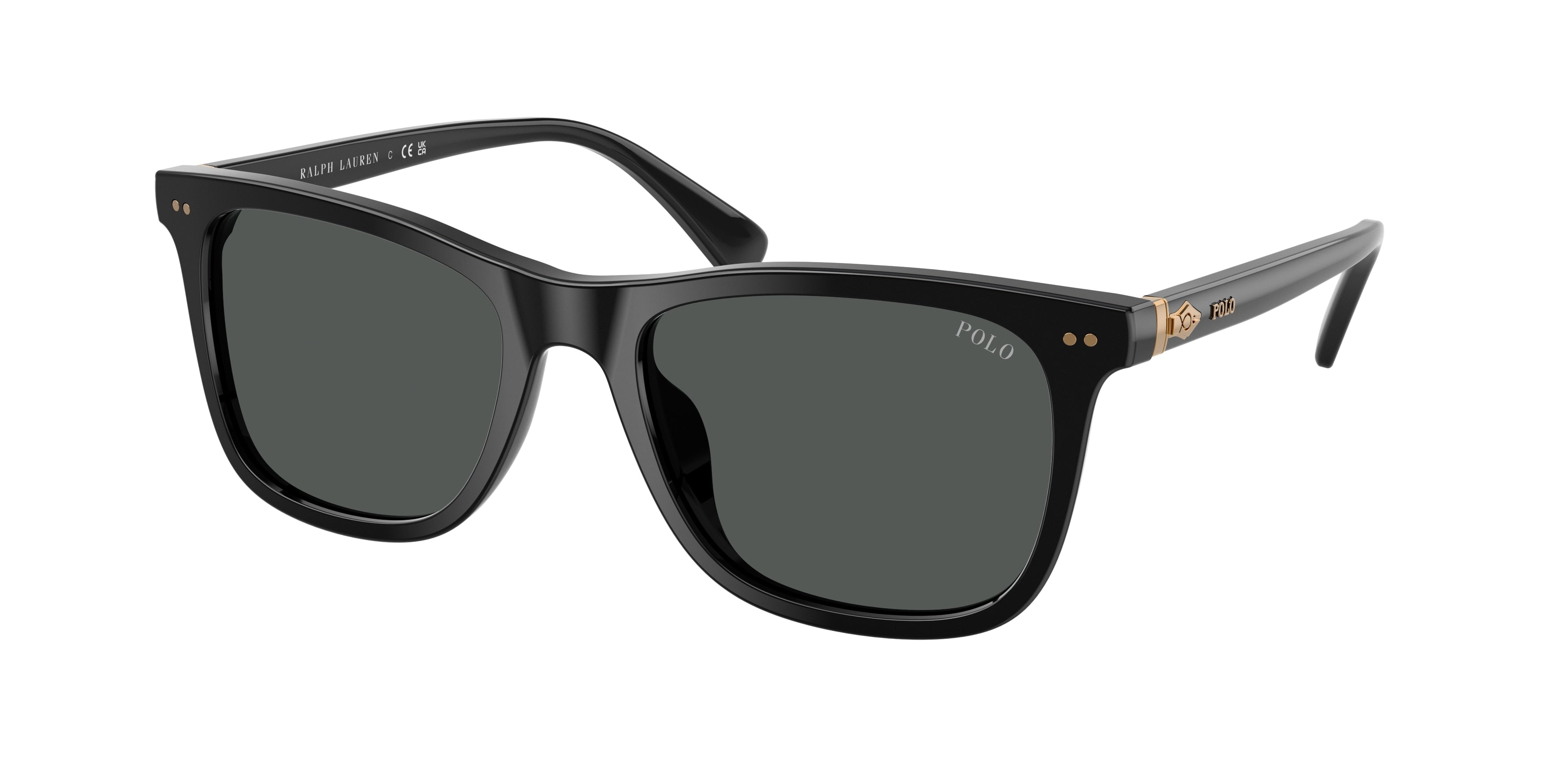 Polo PH4220F Square Sunglasses  500187-Shiny Black 55-145-19 - Color Map Black
