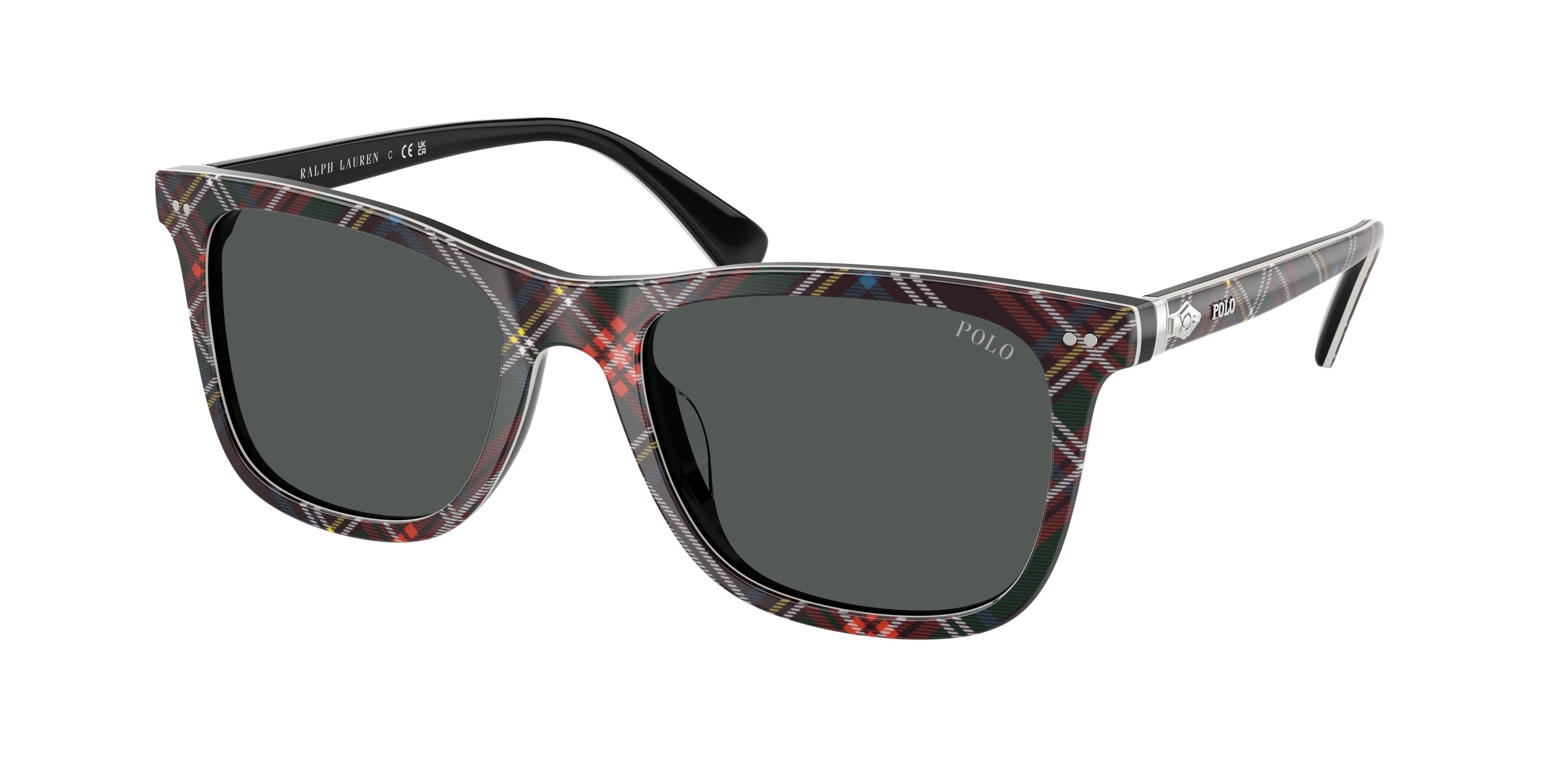Polo PH4220U Square Sunglasses 620287-Shiny Tartan Red 55-145-19 - Color Map Multicolor