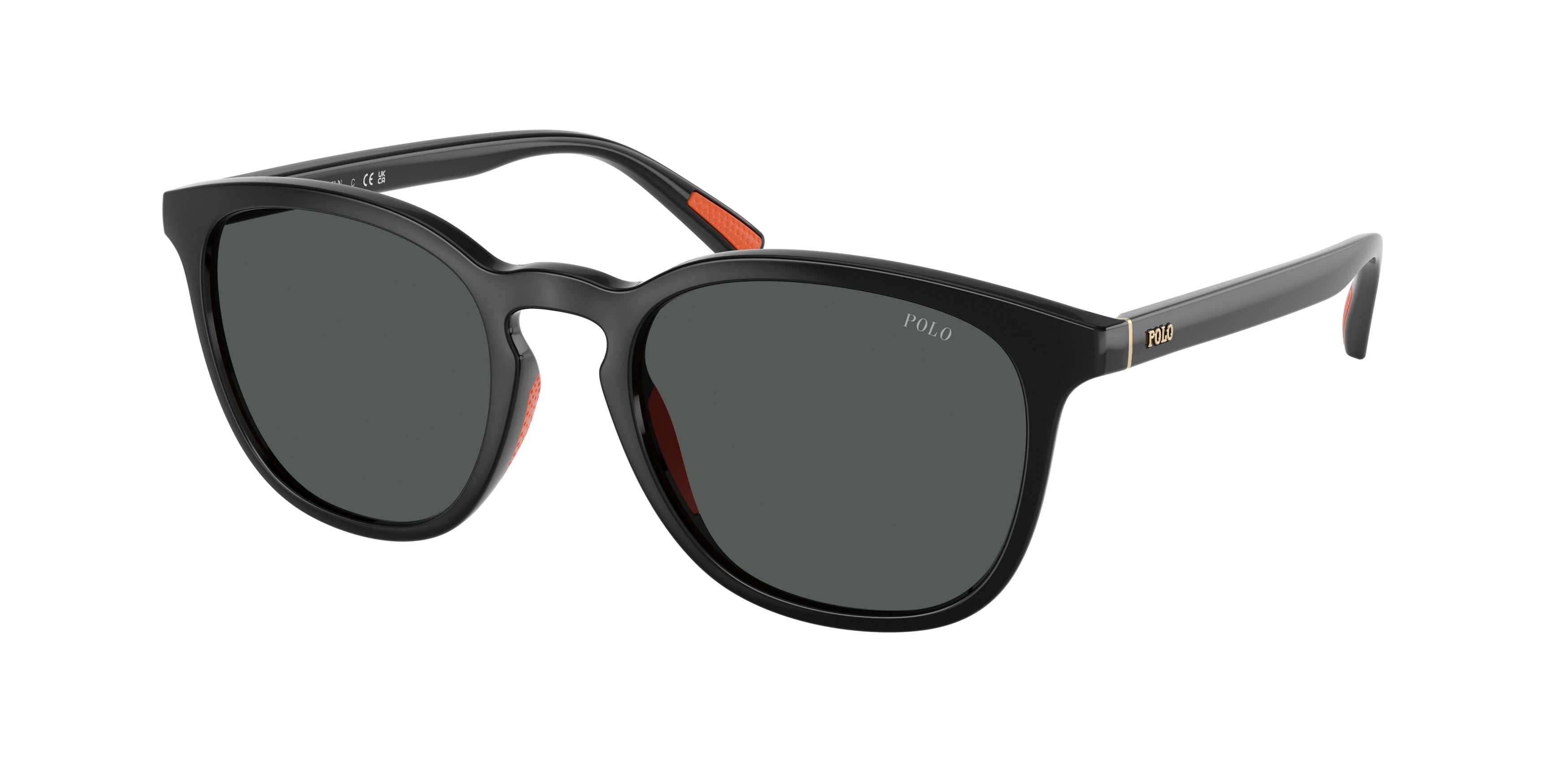 Polo PH4222U Round Sunglasses  500187-Shiny Black 52-145-20 - Color Map Black