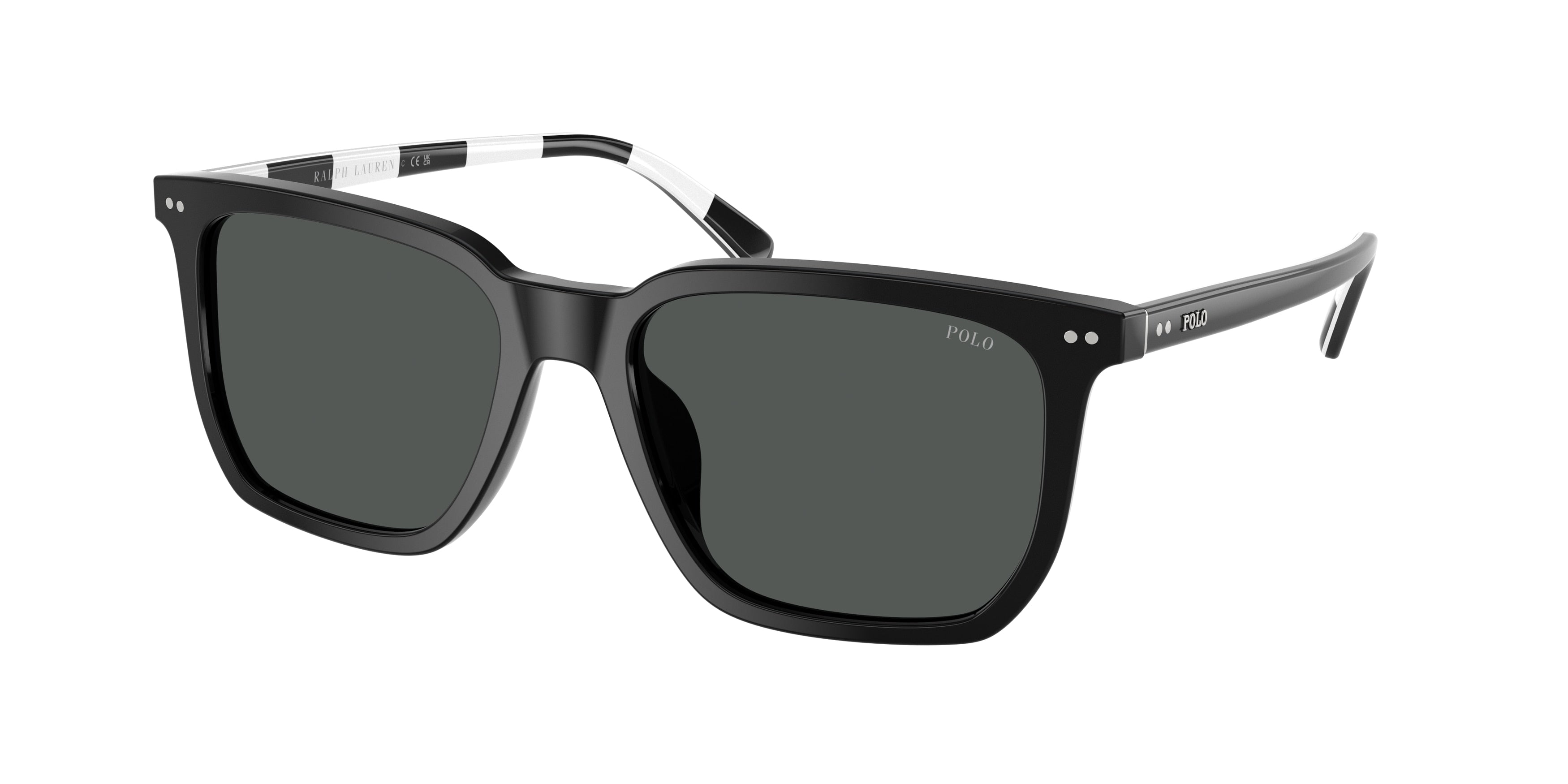 Polo PH4224F Rectangle Sunglasses  500187-Shiny Black 55-145-18 - Color Map Black