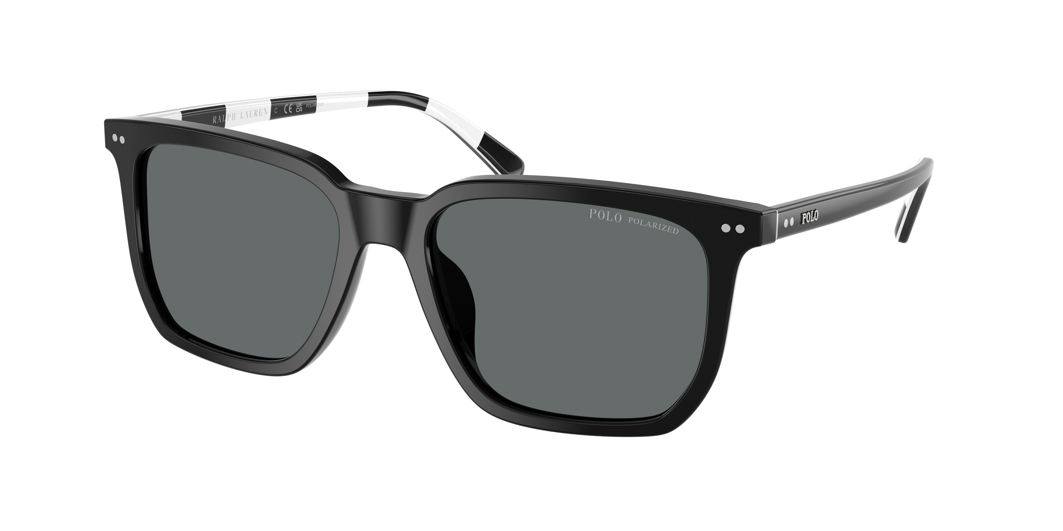 Polo PH4224U Rectangle Sunglasses  500181-Shiny Black 55-145-18 - Color Map Black