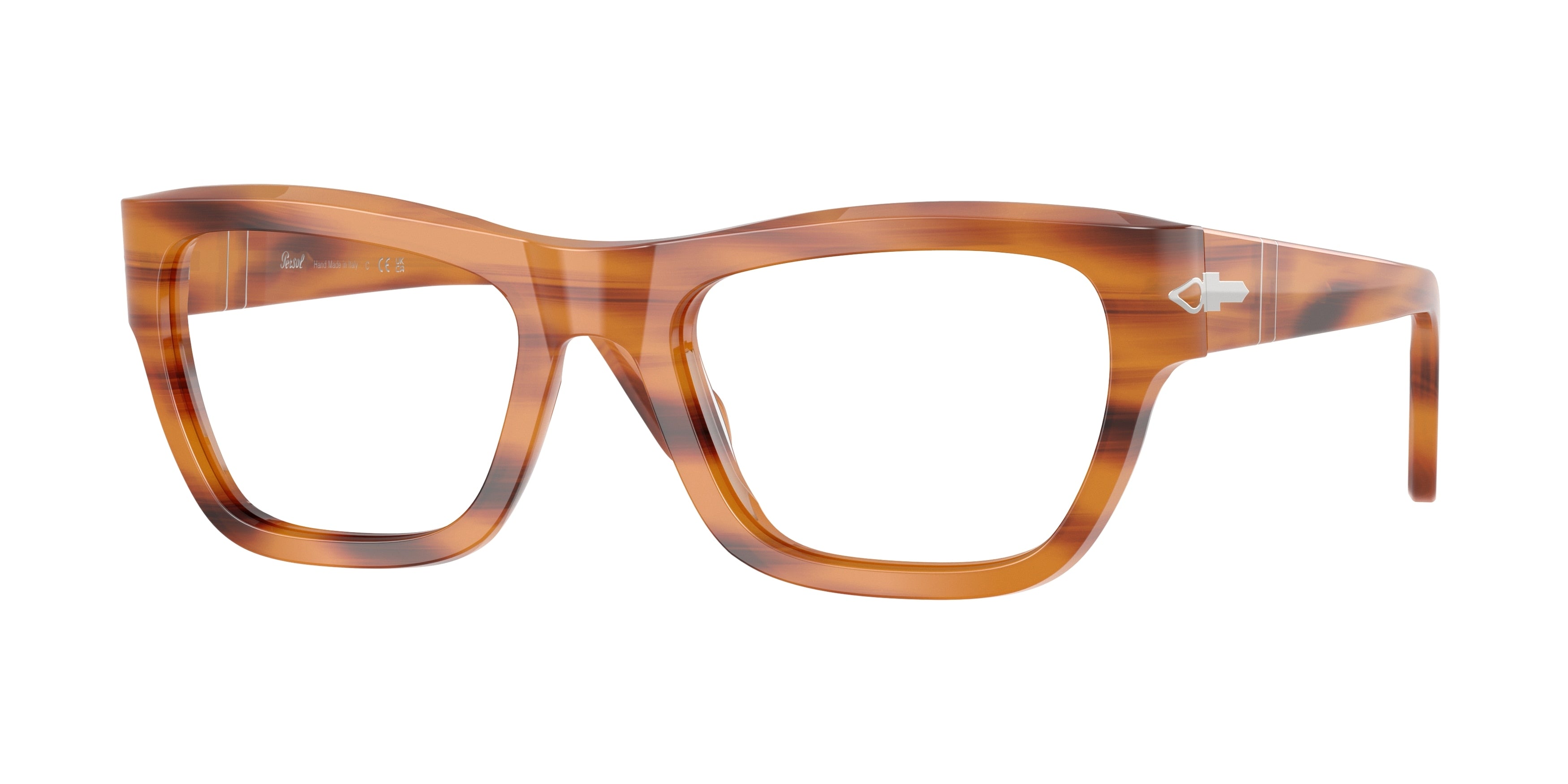 Persol PO0091V Pillow Eyeglasses 960-Striped Brown 53-140-20 - Color Map Tortoise