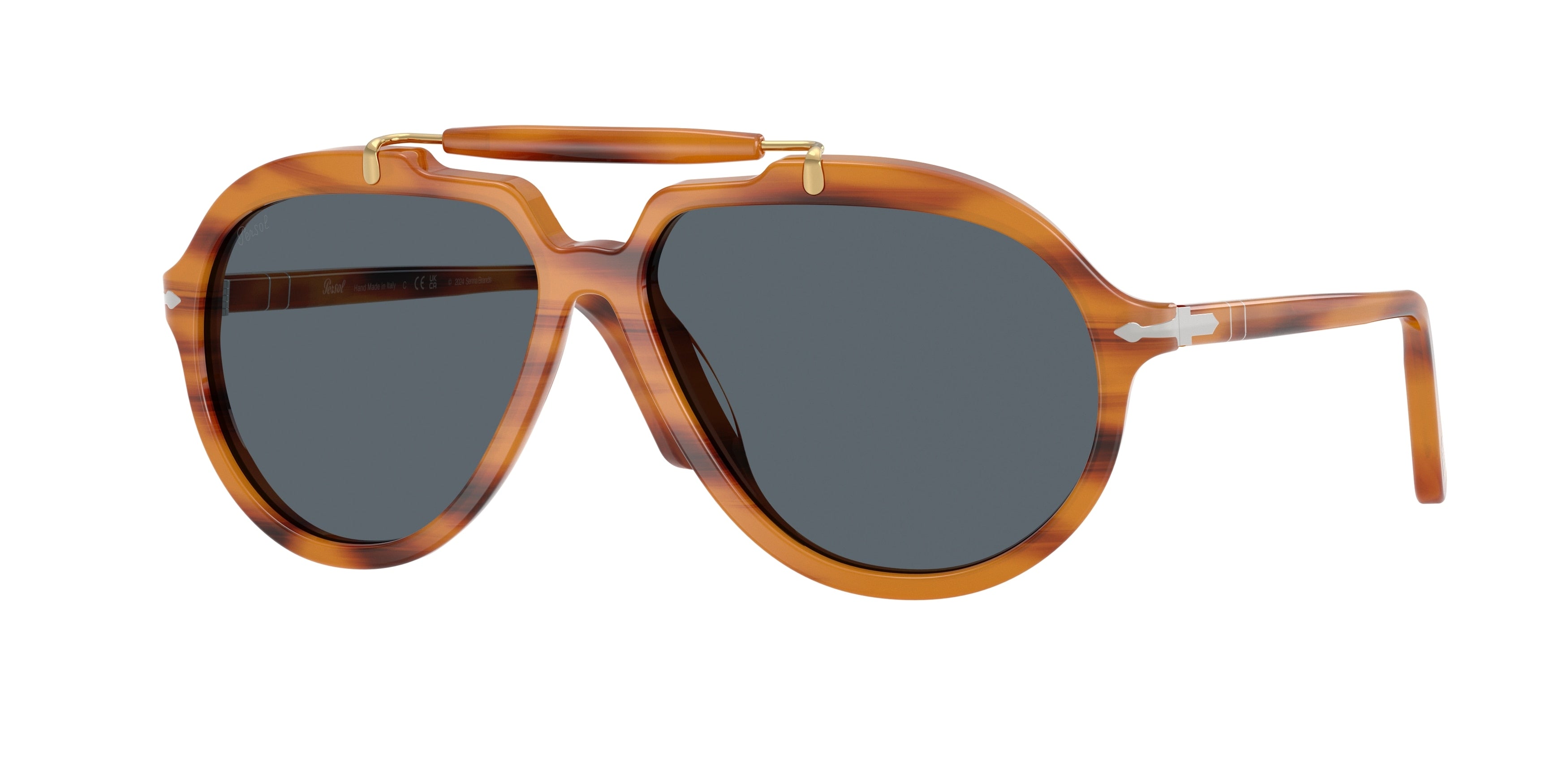 Persol PO0202S Square Sunglasses 960/R5-Striped Brown 57-140-13 - Color Map Tortoise