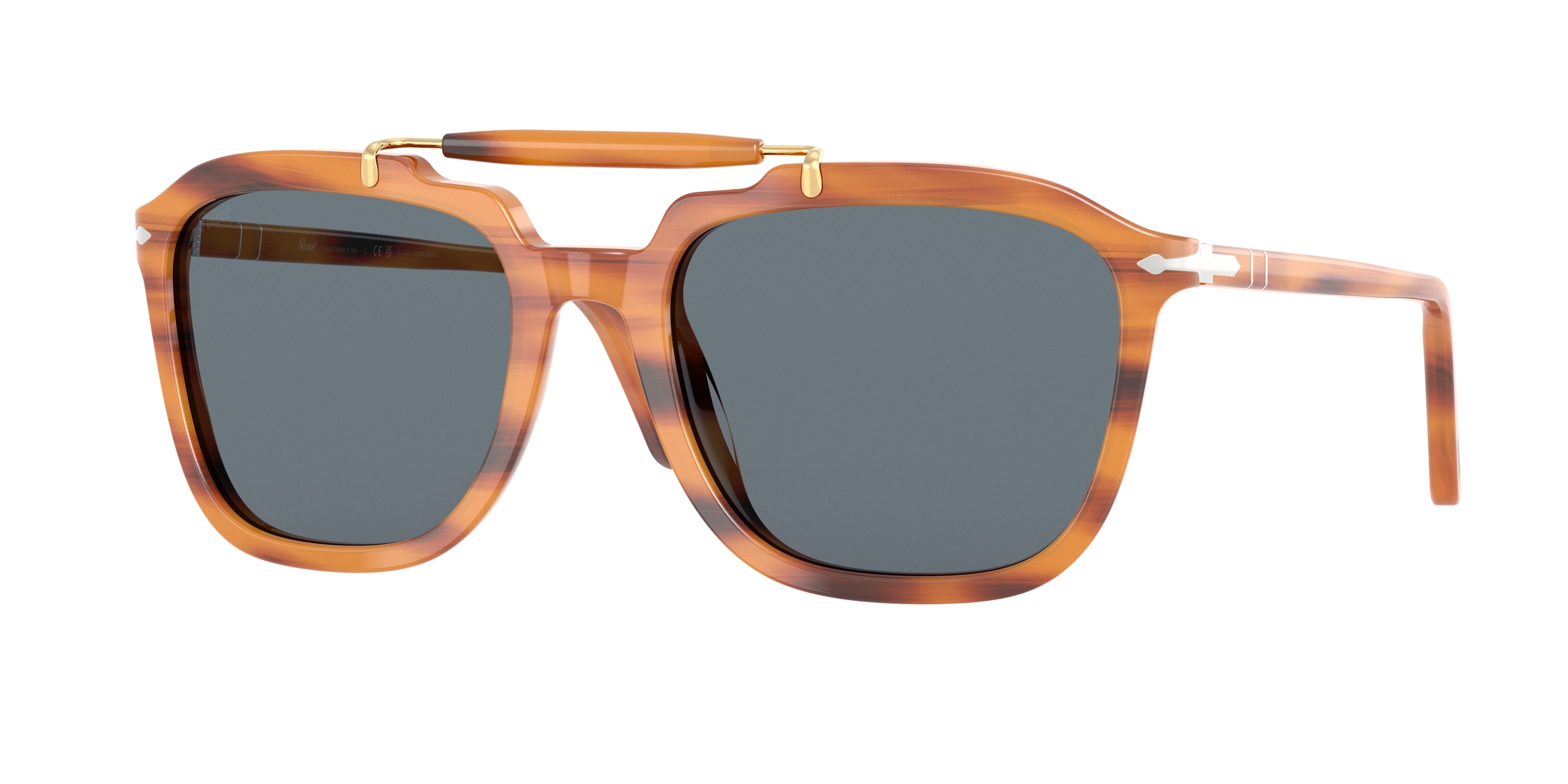 Persol PO0203S Square Sunglasses 960/R5-Striped Brown 57-145-20 - Color Map Tortoise