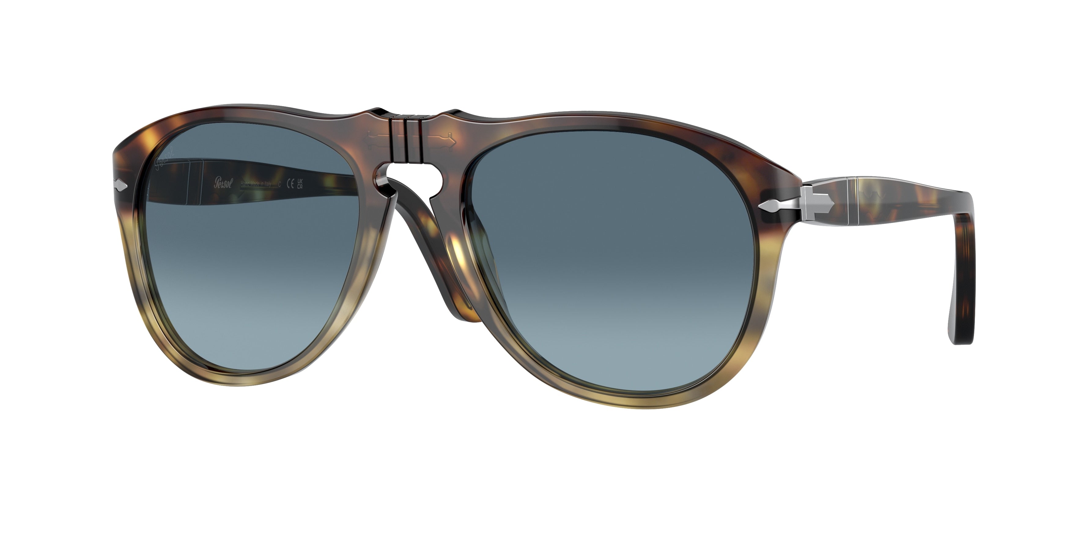 Persol PO0649 Pilot Sunglasses 1158Q8-Tortoise Spotted Brown 54-140-20 - Color Map Brown